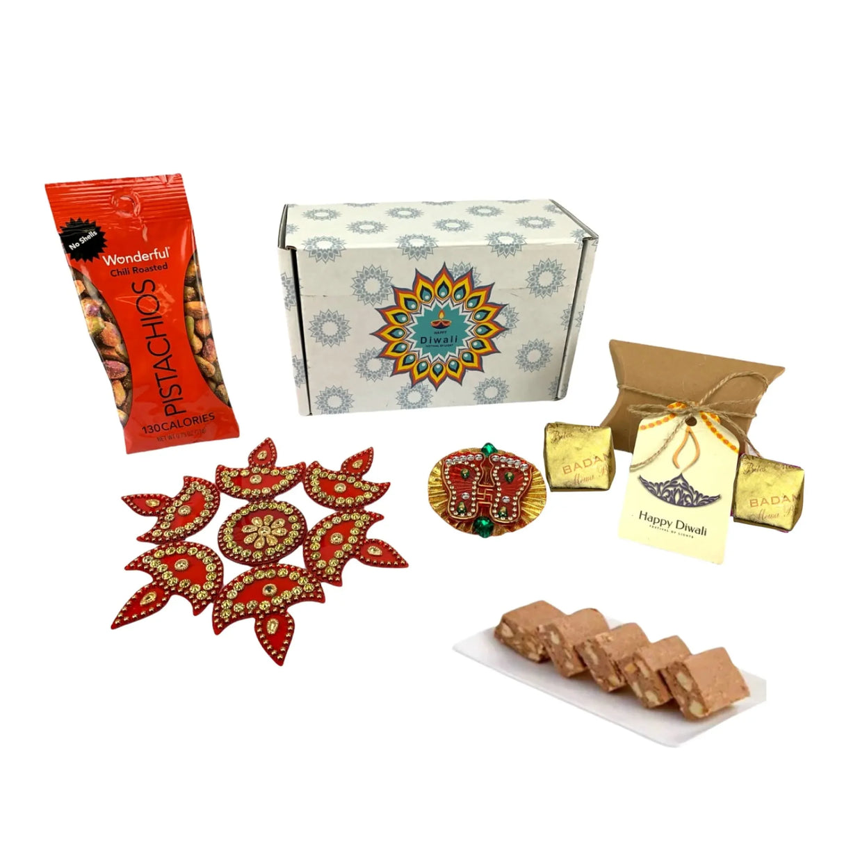 Personalized Diwali Gifts Hamper Acrylic Rangoli Laxmi Feet Gift Box Indian Diwali Gift Boxes Deepawali Hamper Basket for Employees Home Office Friends Family - Return Gifts Items - LoveNspire