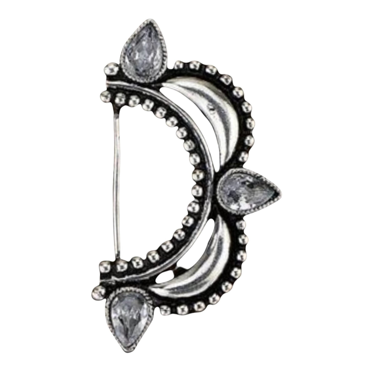 Indian Marathi Nath for Women Marathi Style Bow Oxidized Nose Ring Indian Jewelry Clip-On Bollywood Style Faux Pearl Non-Piercing Jewelry for Women Gift For Her - Marathi Bridal Nathani - LoveNspire