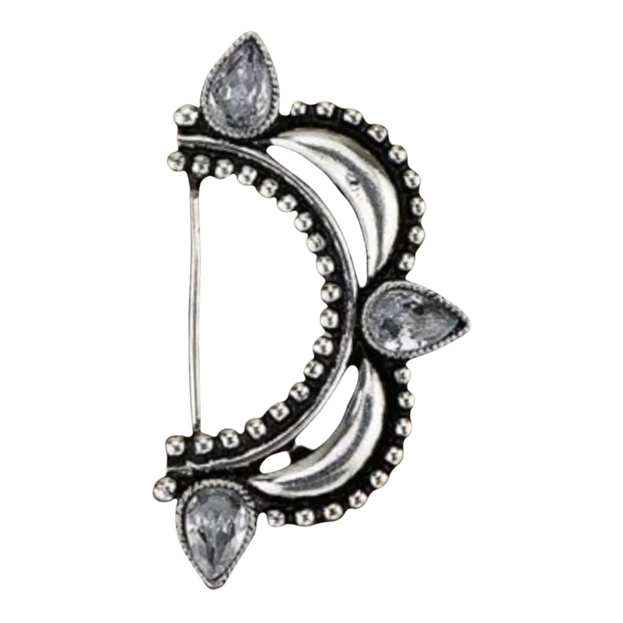 Indian Marathi Nath for Women Marathi Style Bow Oxidized Nose Ring Indian Jewelry Clip-On Bollywood Style Faux Pearl Non-Piercing Jewelry for Women Gift For Her - Marathi Bridal Nathani - LoveNspire