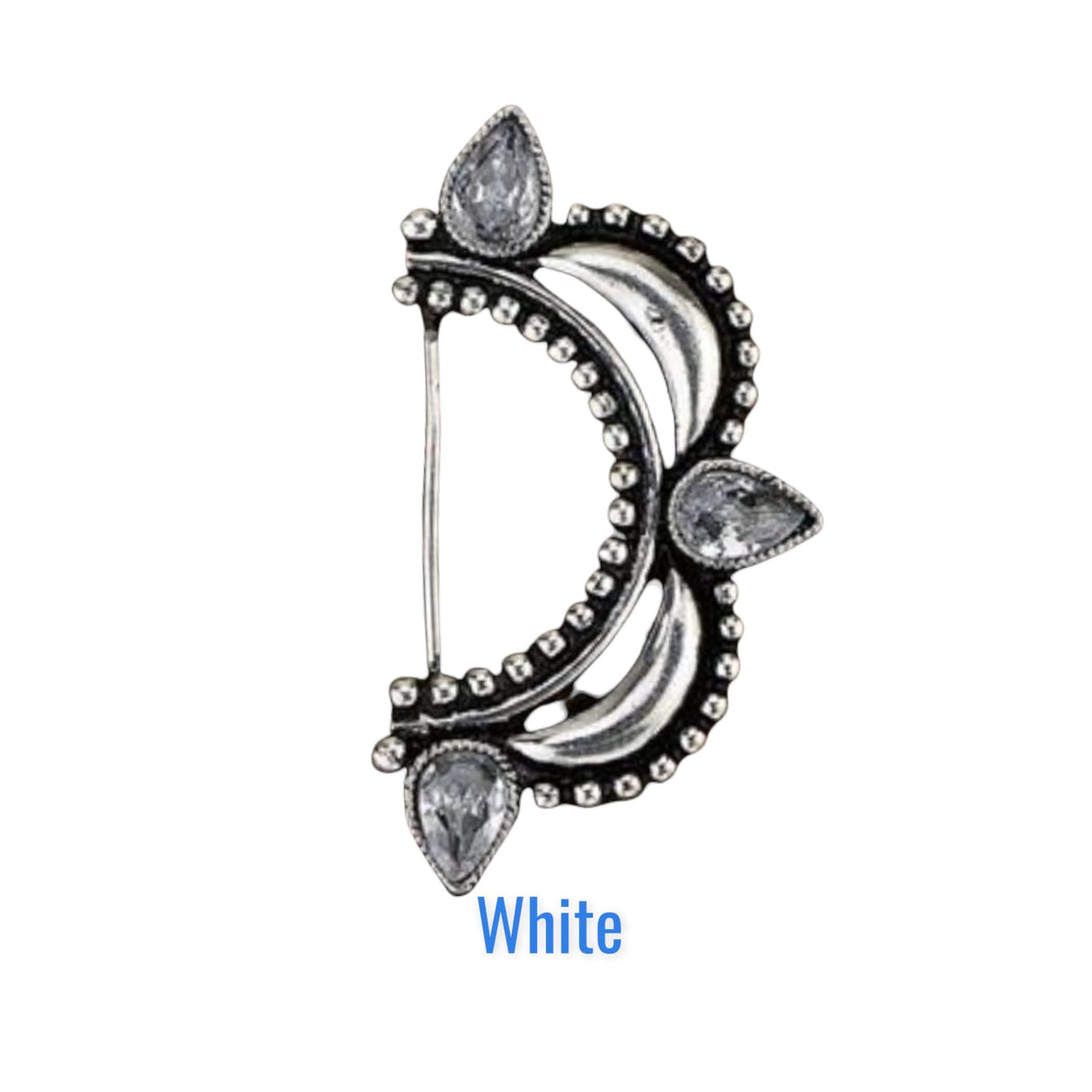 Indian Marathi Nath for Women Marathi Style Bow Oxidized Nose Ring Indian Jewelry Clip-On Bollywood Style Faux Pearl Non-Piercing Jewelry for Women Gift For Her - Marathi Bridal Nathani - LoveNspire