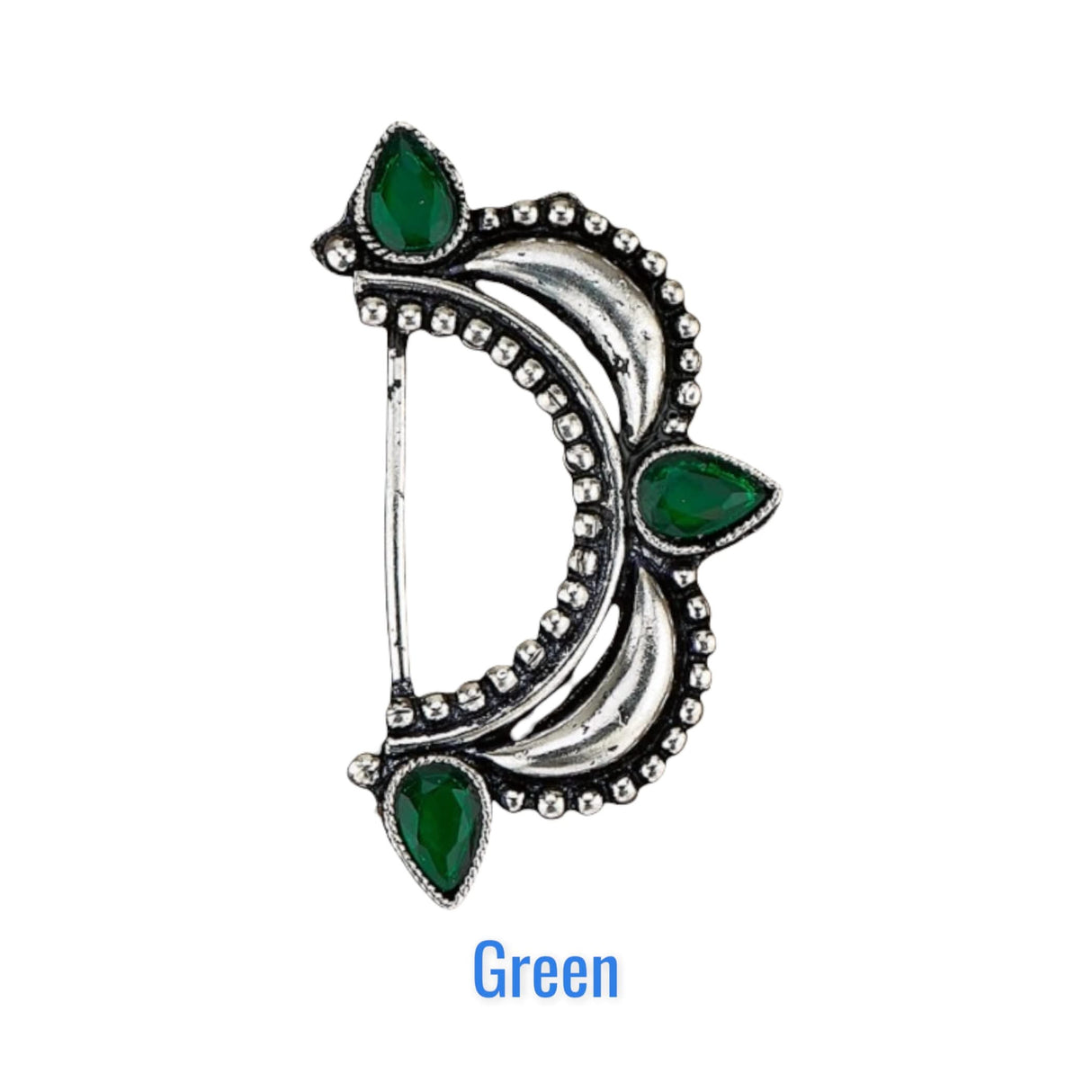 Indian Marathi Nath for Women Marathi Style Bow Oxidized Nose Ring Indian Jewelry Clip-On Bollywood Style Faux Pearl Non-Piercing Jewelry for Women Gift For Her - Marathi Bridal Nathani - LoveNspire