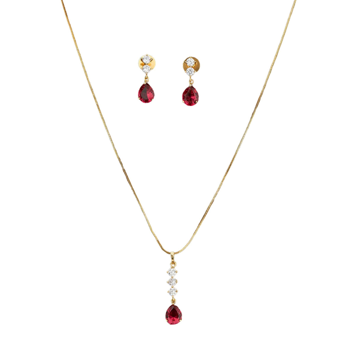 Cz Classic Pendant Set with Gold Plating Traditional Jewelry Matte Gold Necklace South Indian Jewelry Ethnic Jewelry for Women Bridal Wedding Jewelry Gift - LoveNspire