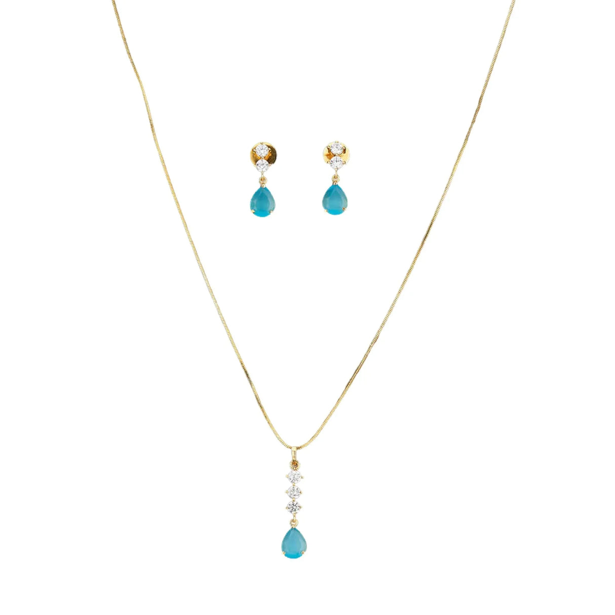 Cz Classic Pendant Set with Gold Plating Traditional Jewelry Matte Gold Necklace South Indian Jewelry Ethnic Jewelry for Women Bridal Wedding Jewelry Gift - LoveNspire