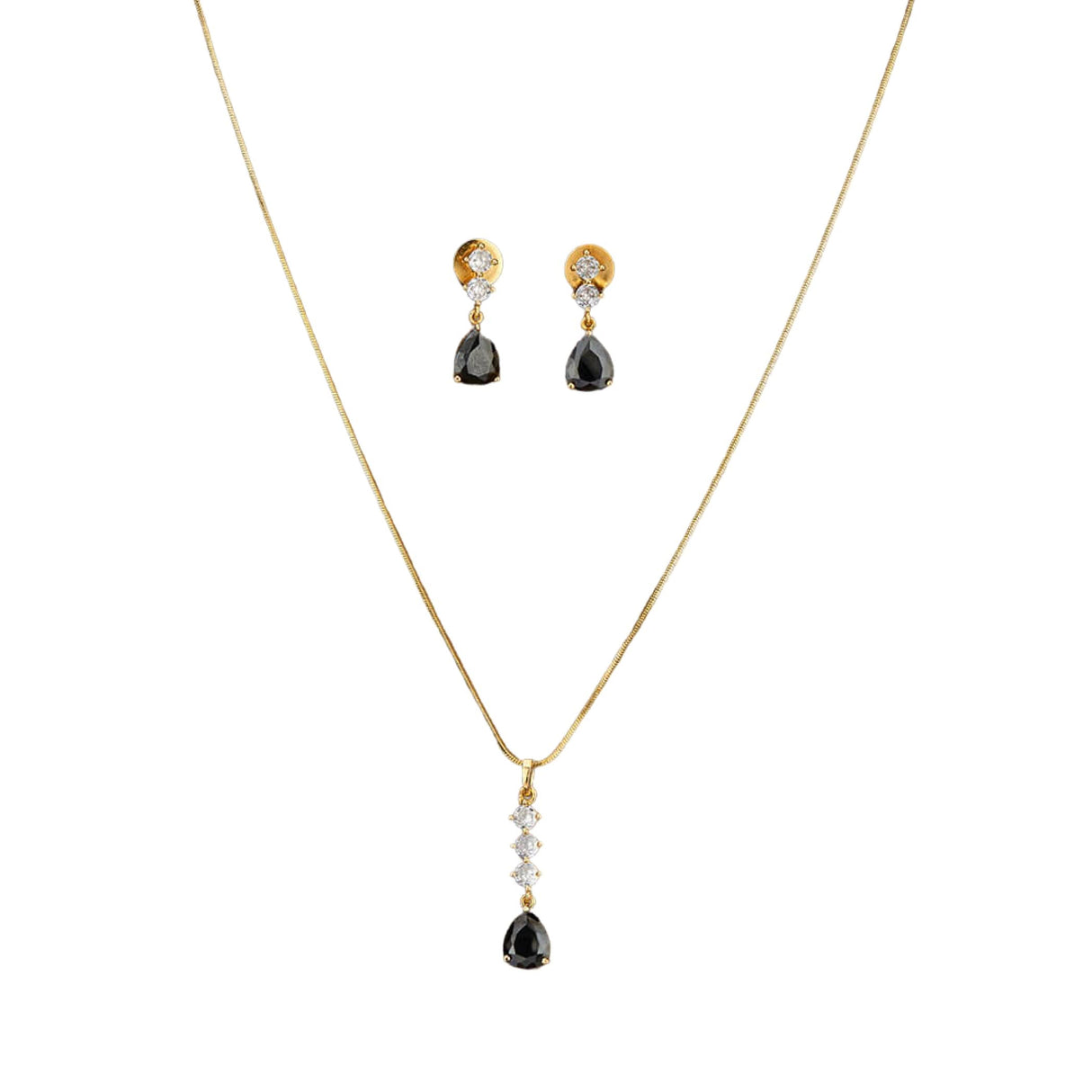 Cz Classic Pendant Set with Gold Plating Traditional Jewelry Matte Gold Necklace South Indian Jewelry Ethnic Jewelry for Women Bridal Wedding Jewelry Gift - LoveNspire