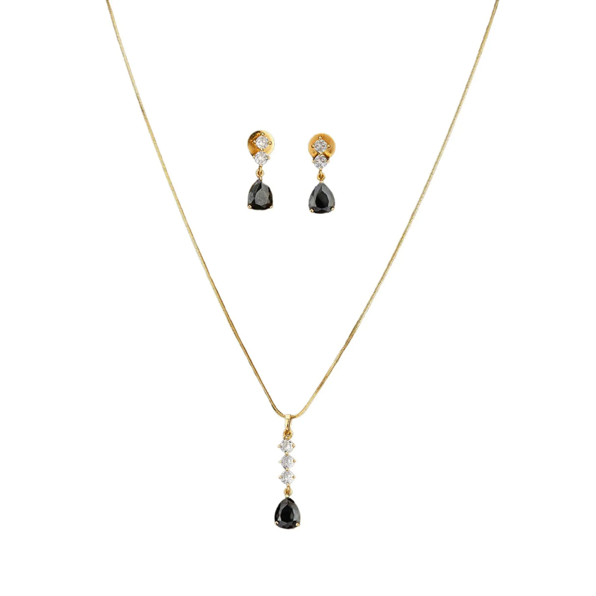 Cz Classic Pendant Set with Gold Plating Traditional Jewelry Matte Gold Necklace South Indian Jewelry Ethnic Jewelry for Women Bridal Wedding Jewelry Gift - LoveNspire