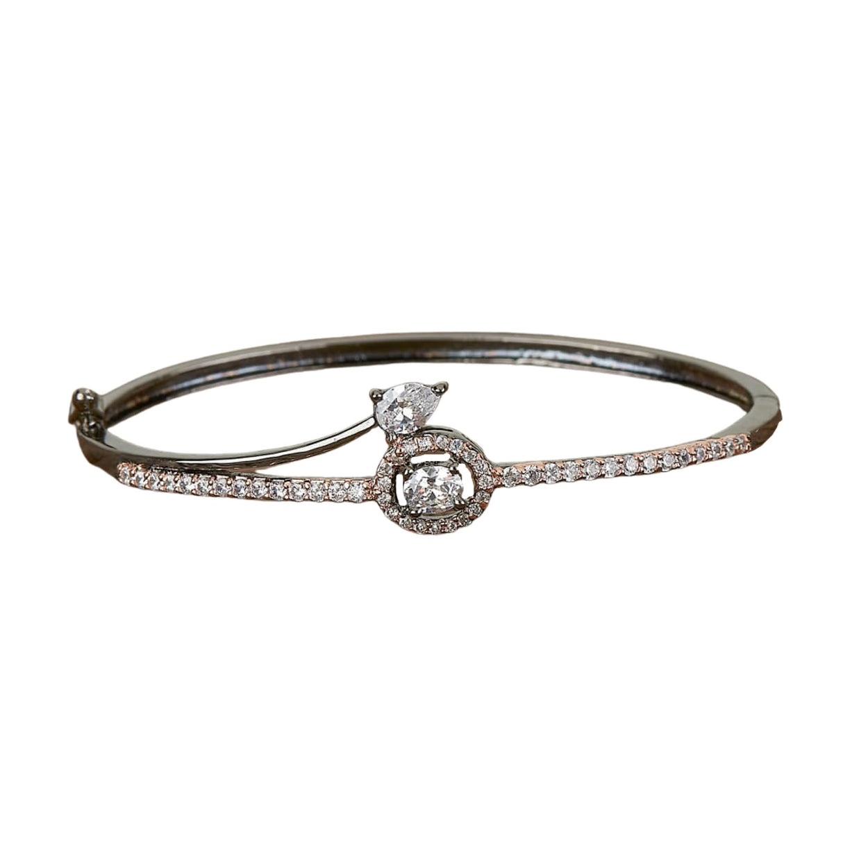 Cz Delicate Kada with Black Rose Plating Adjustable Bracelet Bangle Attract Bracelet Indian Jewelry for Women Designer Inspired Vintage Jewelry Everyday Jewelry Gift for Her - LoveNspire