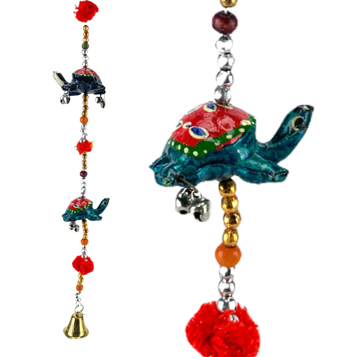 Rajasthani Door Hanging Wind Chimes Indian Traditional Turtle Wall Hanging Diwali Christmas Wedding Decor Wind Chime for Home Decoration Patio - Housewarming Gifts (15.5 Inches) - LoveNspire