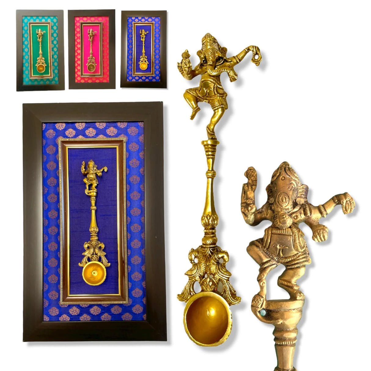 Decorative Brass Dancing Ganesha Spoon Wall Art for Living Room Office House Pooja Room Hindu God Statue Modern Artwork Return Gift Pooja Favor Showpiece - LoveNspire