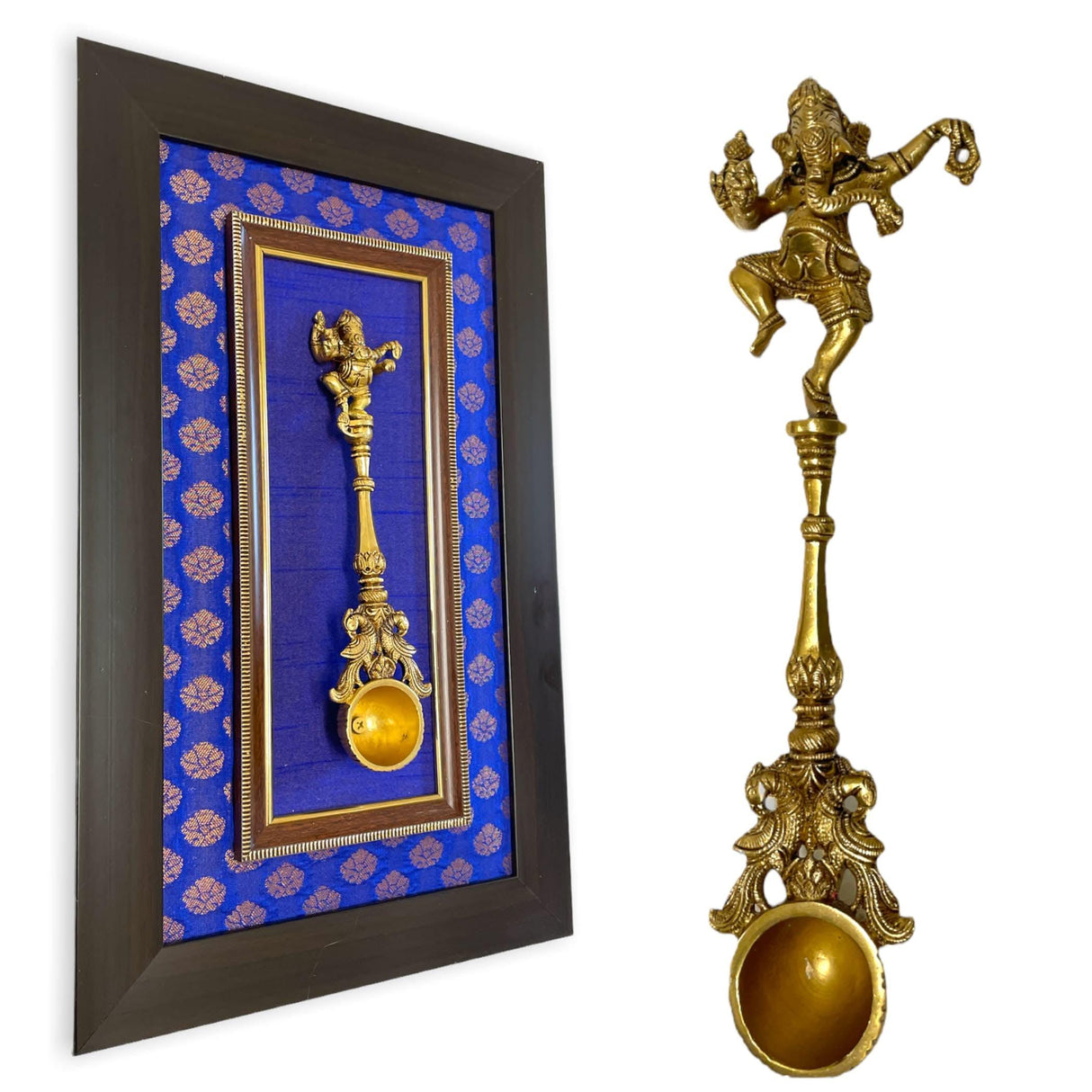 Decorative Brass Dancing Ganesha Spoon Wall Art for Living Room Office House Pooja Room Hindu God Statue Modern Artwork Return Gift Pooja Favor Showpiece - LoveNspire