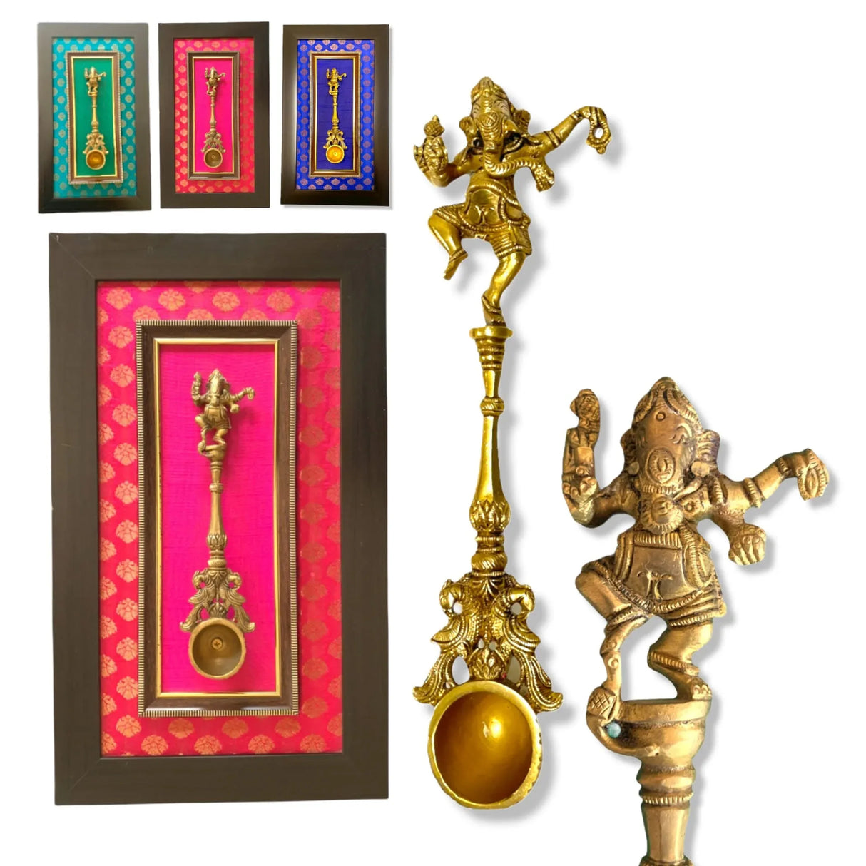 Decorative Brass Dancing Ganesha Spoon Wall Art for Living Room Office House Pooja Room Hindu God Statue Modern Artwork Return Gift Pooja Favor Showpiece - LoveNspire