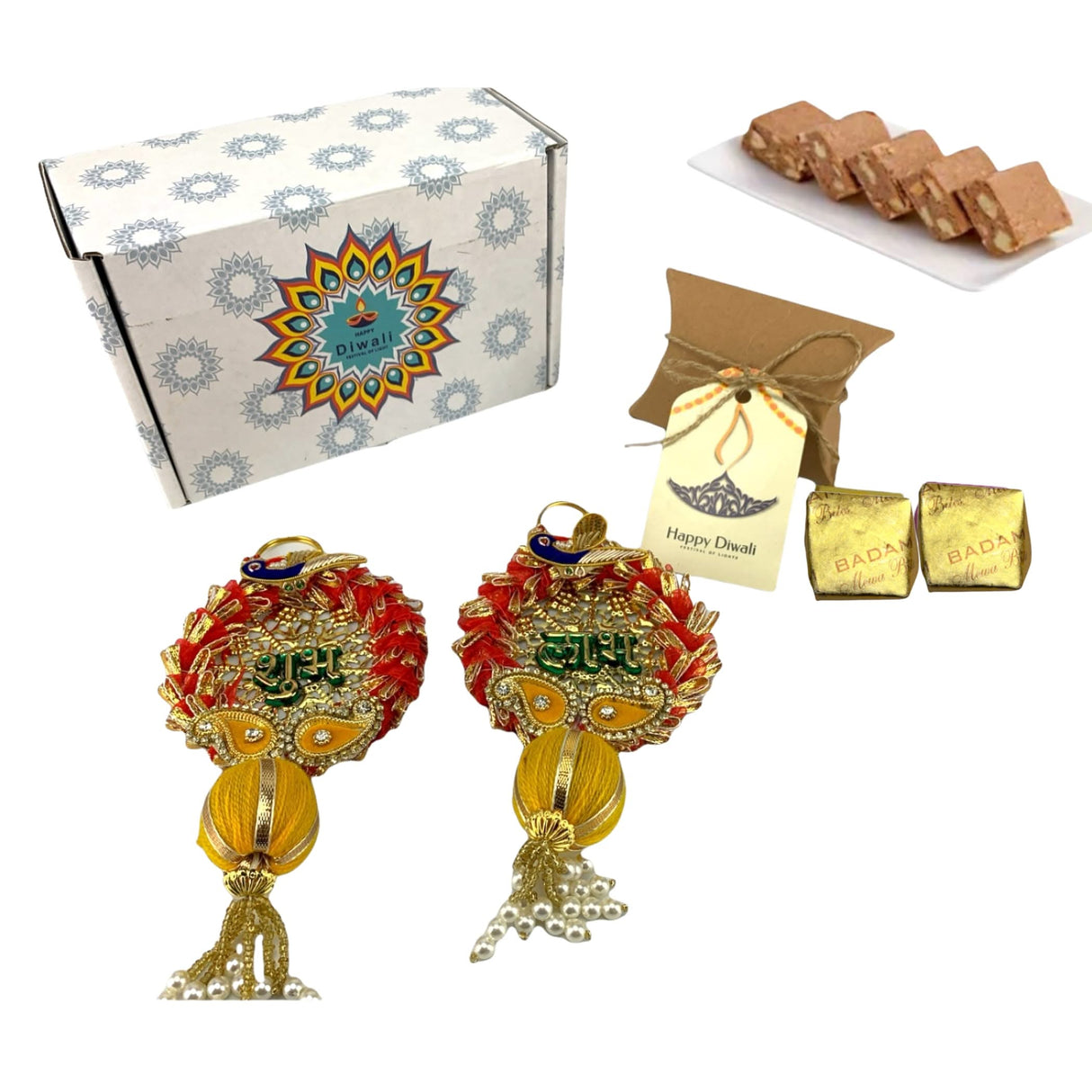 Personalized Diwali Gifts Hamper Shubh Labh Indian Sweets Diwali Gift Boxes Indian Festival Hamper Basket for Employees Home Office Friends Family & Relatives - Corporate Return Gift Items - LoveNspire