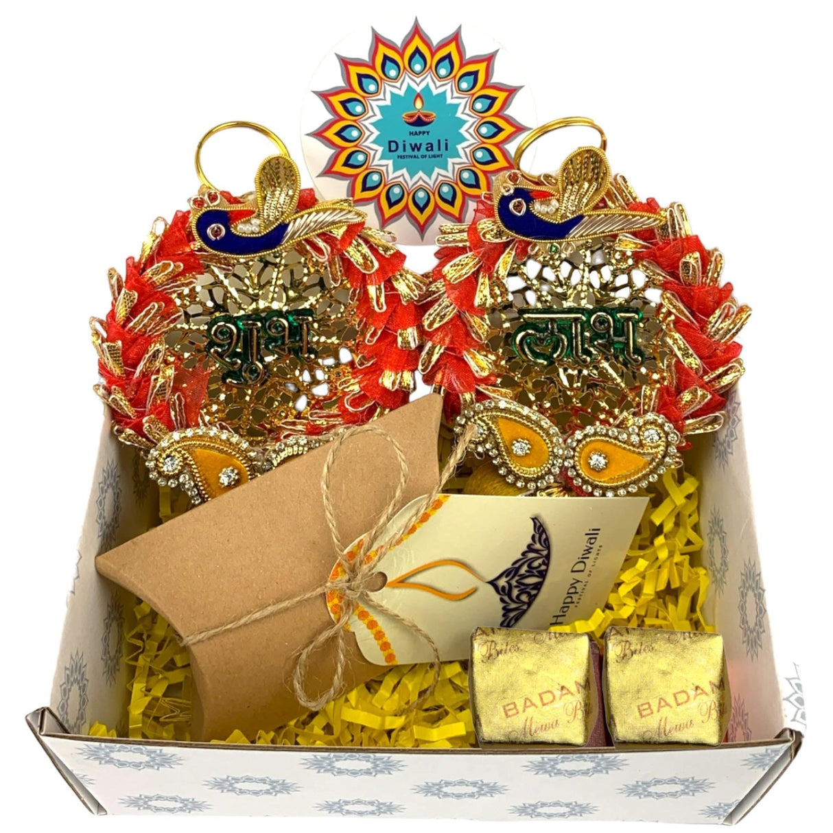 Personalized Diwali Gifts Hamper Shubh Labh Indian Sweets Diwali Gift Boxes Indian Festival Hamper Basket for Employees Home Office Friends Family & Relatives - Corporate Return Gift Items - LoveNspire
