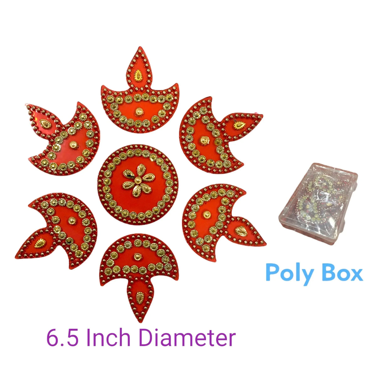 Diya Floor Rangoli Indian Traditional Handmade Reusable 6.5 Inches Acrylic Diya Rangoli Diwali Navratri Home Temple Decor Floor Table Decoration - Deepawali Wedding Housewarming Gift - LoveNspire