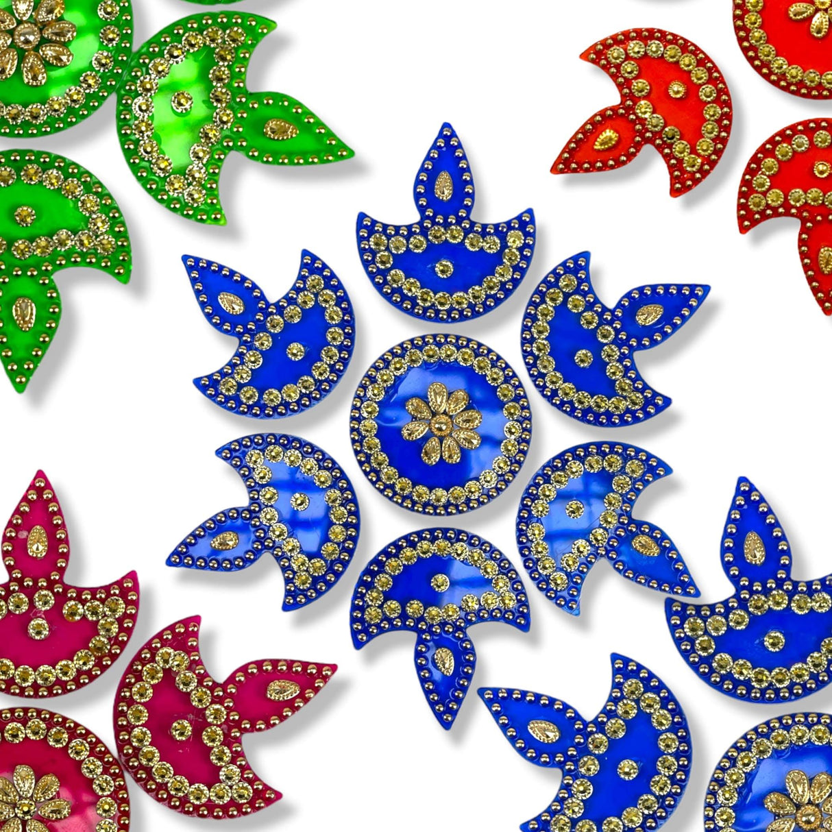 Diya Floor Rangoli Indian Traditional Handmade Reusable 6.5 Inches Acrylic Diya Rangoli Diwali Navratri Home Temple Decor Floor Table Decoration - Deepawali Wedding Housewarming Gift - LoveNspire