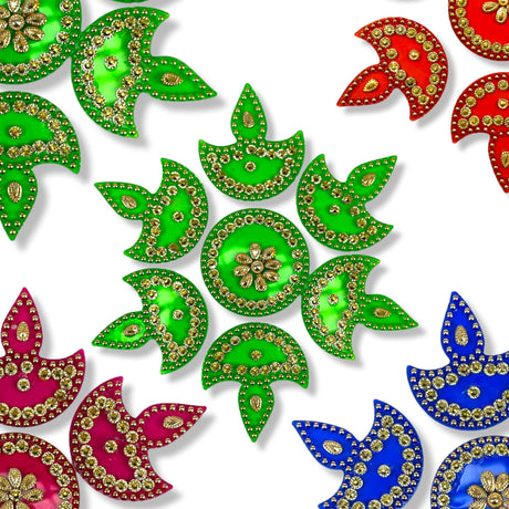 Diya Floor Rangoli Indian Traditional Handmade Reusable 6.5 Inches Acrylic Diya Rangoli Diwali Navratri Home Temple Decor Floor Table Decoration - Deepawali Wedding Housewarming Gift - LoveNspire