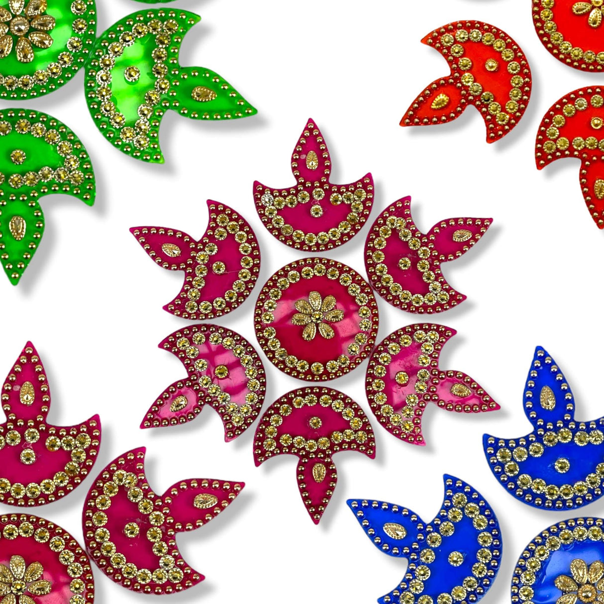 Diya Floor Rangoli Indian Traditional Handmade Reusable 6.5 Inches Acrylic Diya Rangoli Diwali Navratri Home Temple Decor Floor Table Decoration - Deepawali Wedding Housewarming Gift - LoveNspire