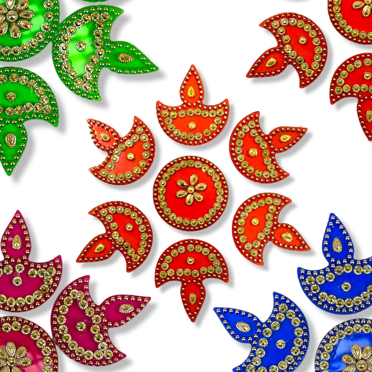 Diya Floor Rangoli Indian Traditional Handmade Reusable 6.5 Inches Acrylic Diya Rangoli Diwali Navratri Home Temple Decor Floor Table Decoration - Deepawali Wedding Housewarming Gift - LoveNspire
