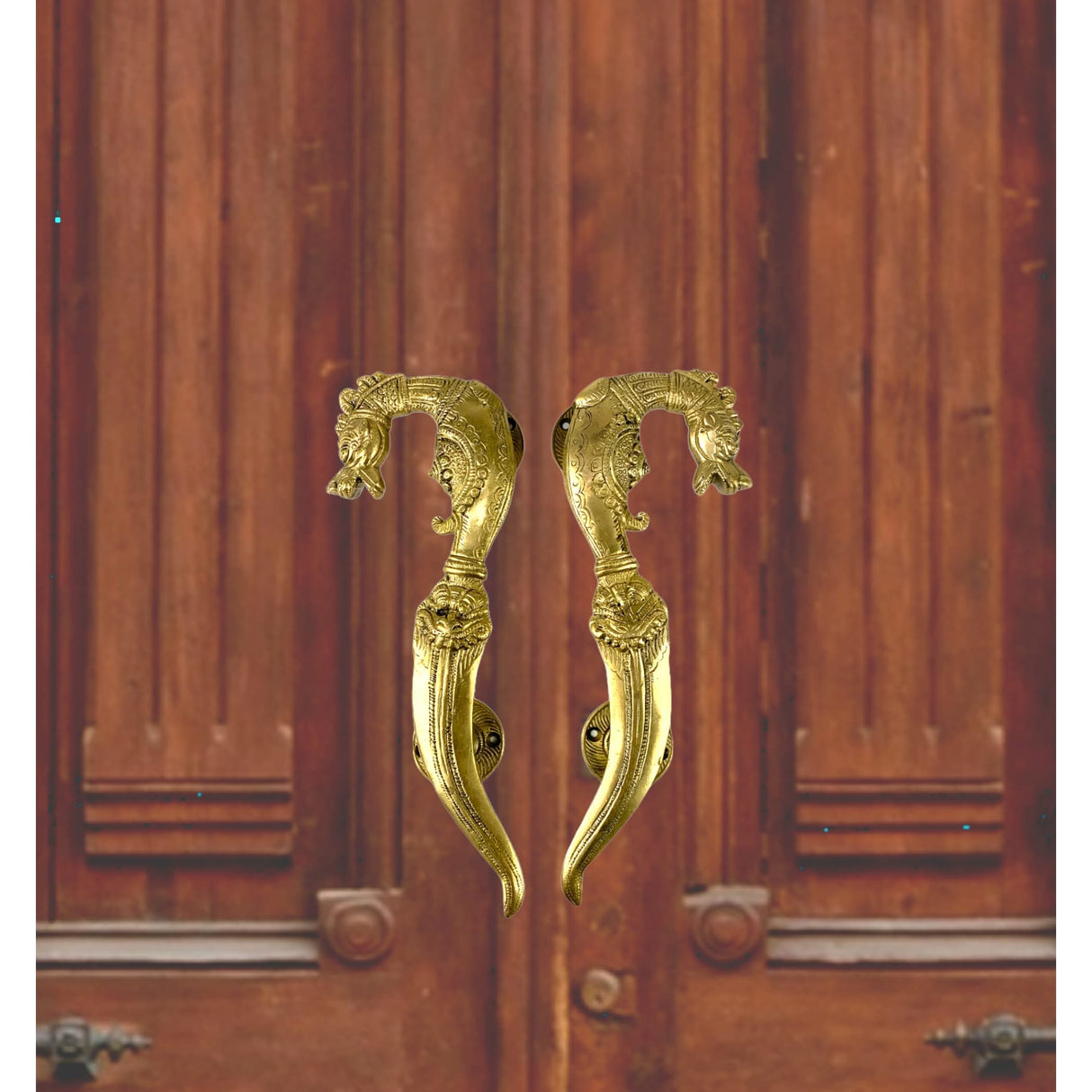 Dragon Design Door Pull Handles Antique Gold Finish Handles 10.2 Inches Pair of 2 Unique Brass Door Knobs for Drawer, Shelf, Cabinet, Wardrobe, Almirah, Housewarming Gift - LoveNspire