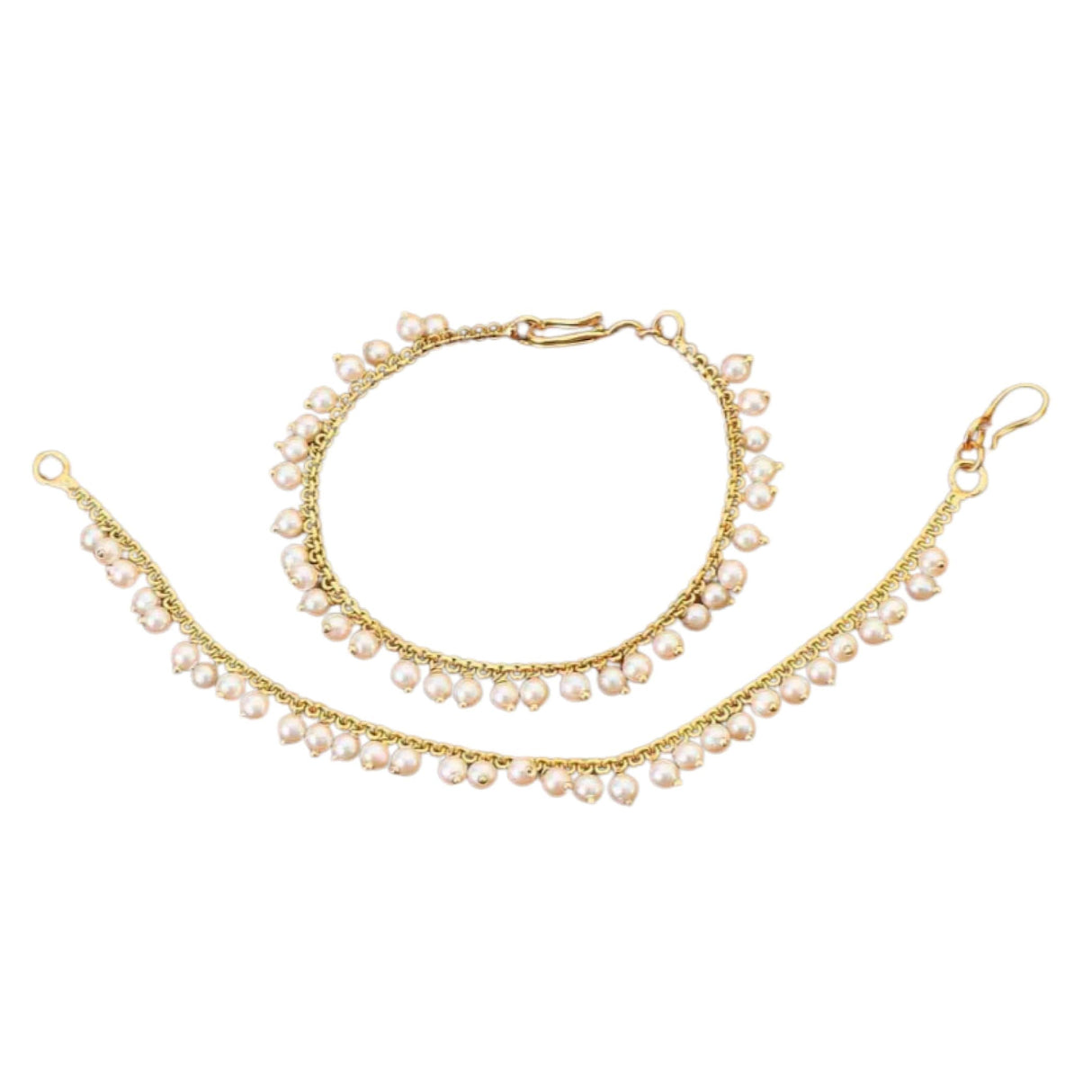 Indian Traditional Ear Chains for Women - Indian Jewellery for Earring Support Long Gold Tone Earring Chain Ear to Hair Chain Jewelry Faux Pearl Hair Accessory - Bridal Jewelry for Wedding - LoveNspire