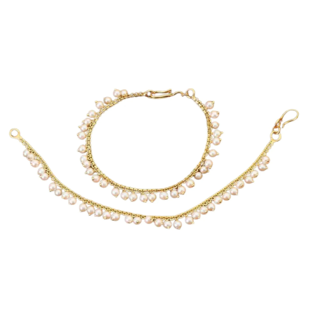 Indian Traditional Ear Chains for Women - Indian Jewellery for Earring Support Long Gold Tone Earring Chain Ear to Hair Chain Jewelry Faux Pearl Hair Accessory - Bridal Jewelry for Wedding - LoveNspire