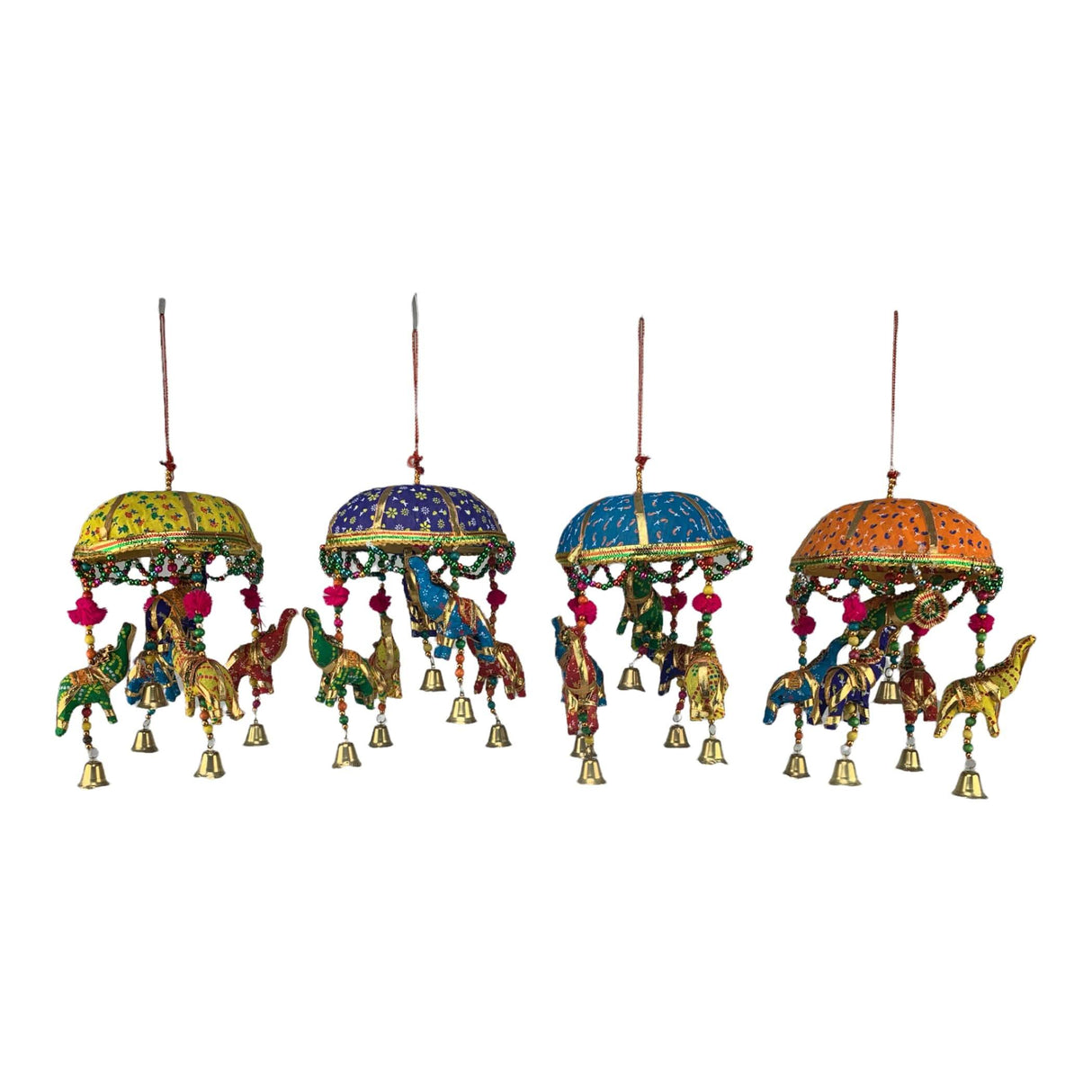 Elephant Umbrella Door Hanging Rajasthani Wall Window Feng Shui Hanging Handicraft Traditional Ethnic Latkan Toran with Tokri for Home Office Decor Decorative Ornament Party Decor - LoveNspire