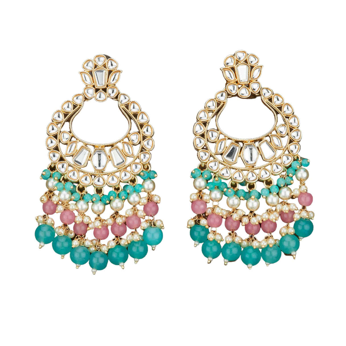 Oversized / Big Indian Jhumka Earrings for Women - Vintage Indian Jhumki Ethnic Chandbali Earrings Faux Kundan & Pearl Beaded Bollywood Style Dangle Earring Jewelry for Bride | Birthday Gift for Her - LoveNspire