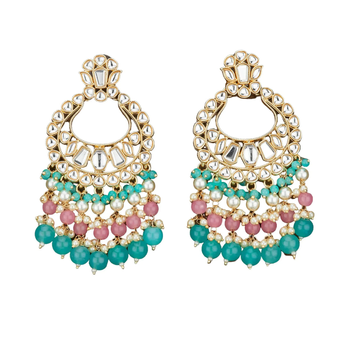 Oversized / Big Indian Jhumka Earrings for Women - Vintage Indian Jhumki Ethnic Chandbali Earrings Faux Kundan & Pearl Beaded Bollywood Style Dangle Earring Jewelry for Bride | Birthday Gift for Her - LoveNspire