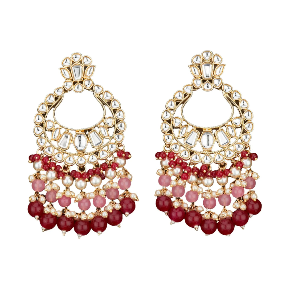 Oversized / Big Indian Jhumka Earrings for Women - Vintage Indian Jhumki Ethnic Chandbali Earrings Faux Kundan & Pearl Beaded Bollywood Style Dangle Earring Jewelry for Bride | Birthday Gift for Her - LoveNspire