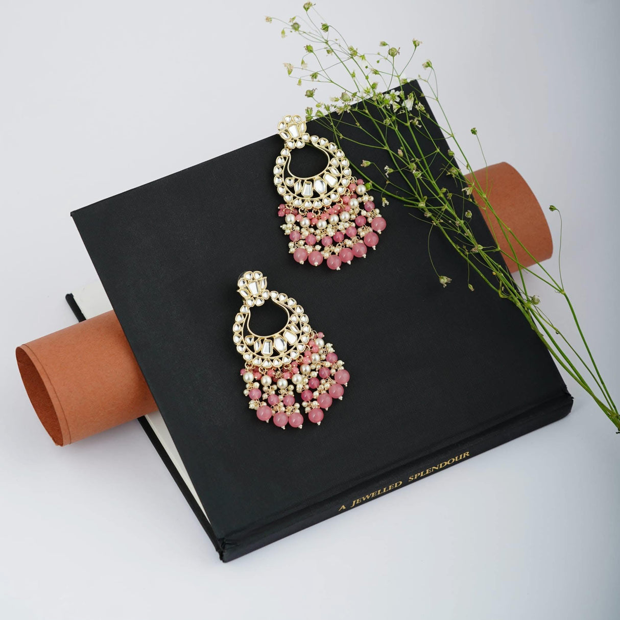 Oversized / Big Indian Jhumka Earrings for Women - Vintage Indian Jhumki Ethnic Chandbali Earrings Faux Kundan & Pearl Beaded Bollywood Style Dangle Earring Jewelry for Bride | Birthday Gift for Her - LoveNspire