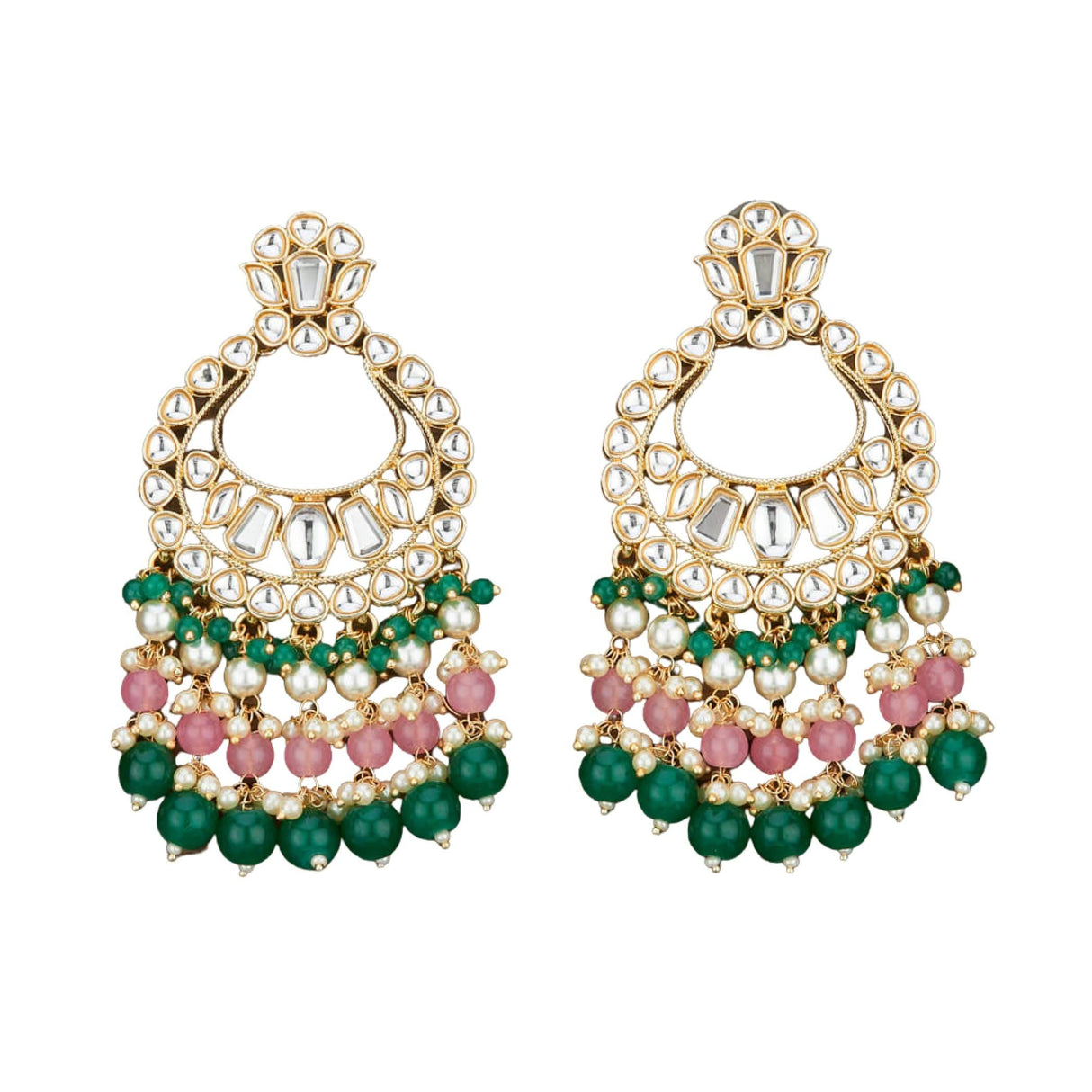 Oversized / Big Indian Jhumka Earrings for Women - Vintage Indian Jhumki Ethnic Chandbali Earrings Faux Kundan & Pearl Beaded Bollywood Style Dangle Earring Jewelry for Bride | Birthday Gift for Her - LoveNspire