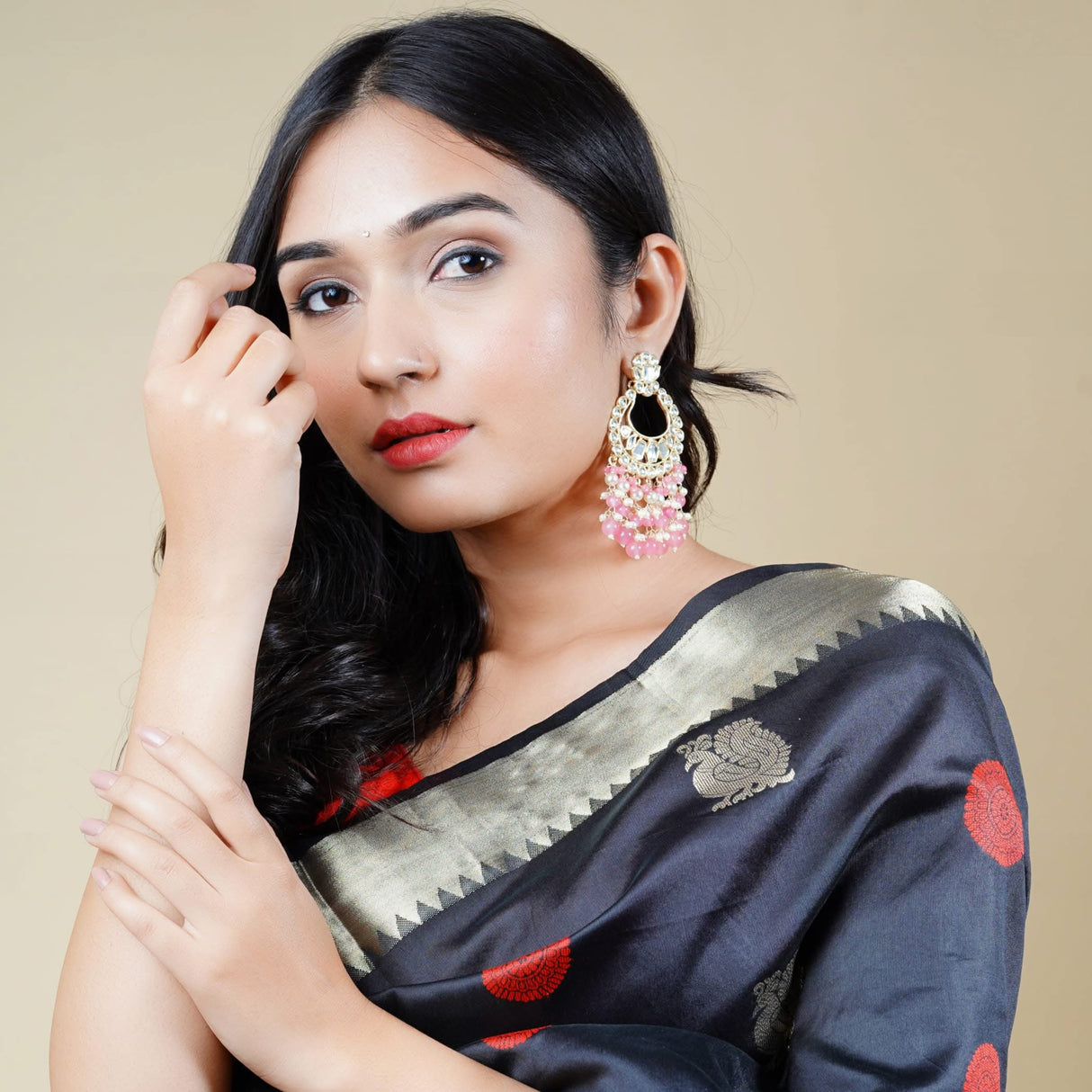 Oversized / Big Indian Jhumka Earrings for Women - Vintage Indian Jhumki Ethnic Chandbali Earrings Faux Kundan & Pearl Beaded Bollywood Style Dangle Earring Jewelry for Bride | Birthday Gift for Her - LoveNspire