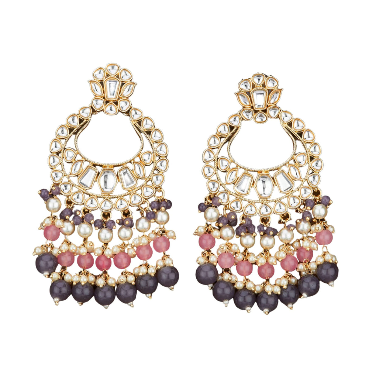 Oversized / Big Indian Jhumka Earrings for Women - Vintage Indian Jhumki Ethnic Chandbali Earrings Faux Kundan & Pearl Beaded Bollywood Style Dangle Earring Jewelry for Bride | Birthday Gift for Her - LoveNspire