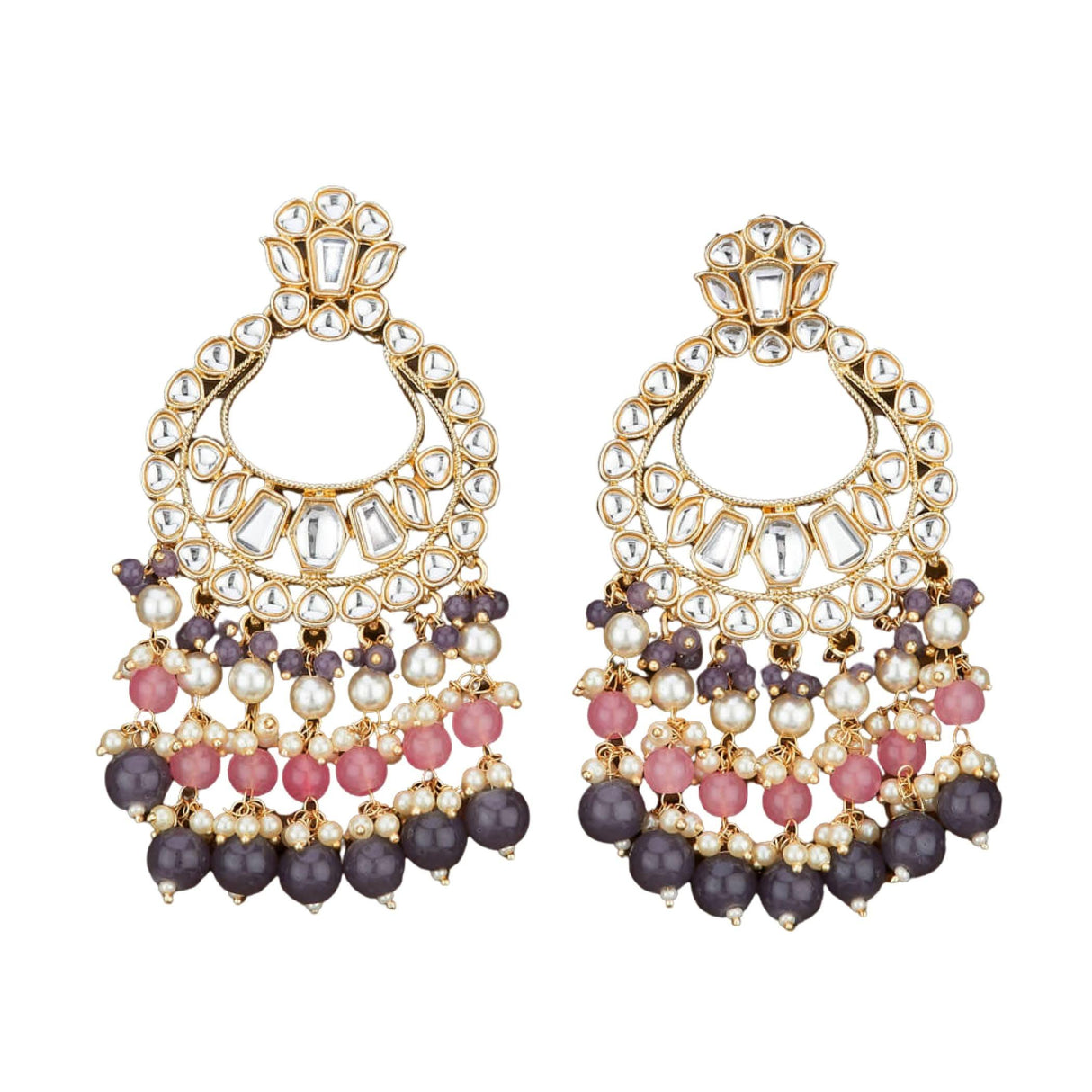 Oversized / Big Indian Jhumka Earrings for Women - Vintage Indian Jhumki Ethnic Chandbali Earrings Faux Kundan & Pearl Beaded Bollywood Style Dangle Earring Jewelry for Bride | Birthday Gift for Her - LoveNspire