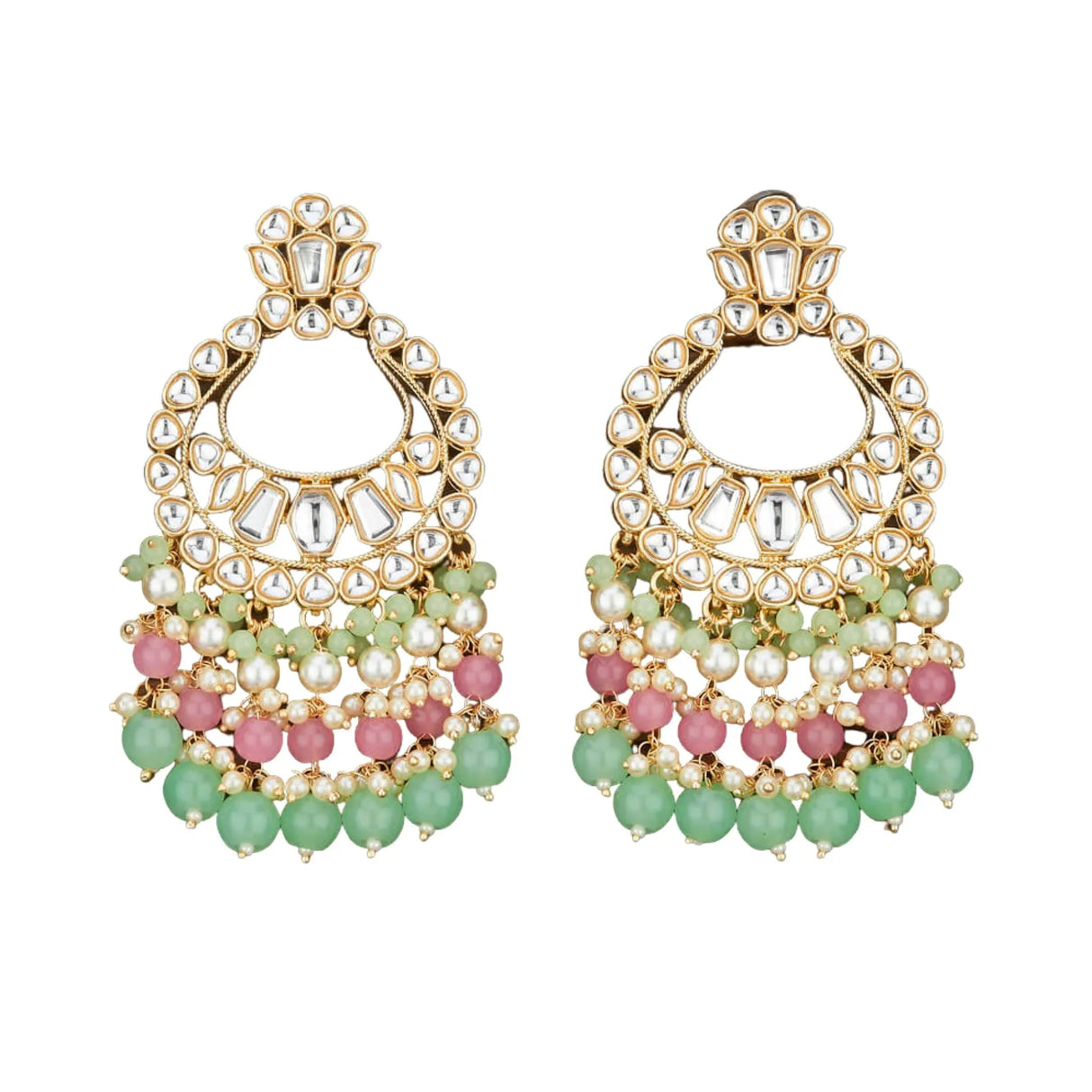 Oversized / Big Indian Jhumka Earrings for Women - Vintage Indian Jhumki Ethnic Chandbali Earrings Faux Kundan & Pearl Beaded Bollywood Style Dangle Earring Jewelry for Bride | Birthday Gift for Her - LoveNspire