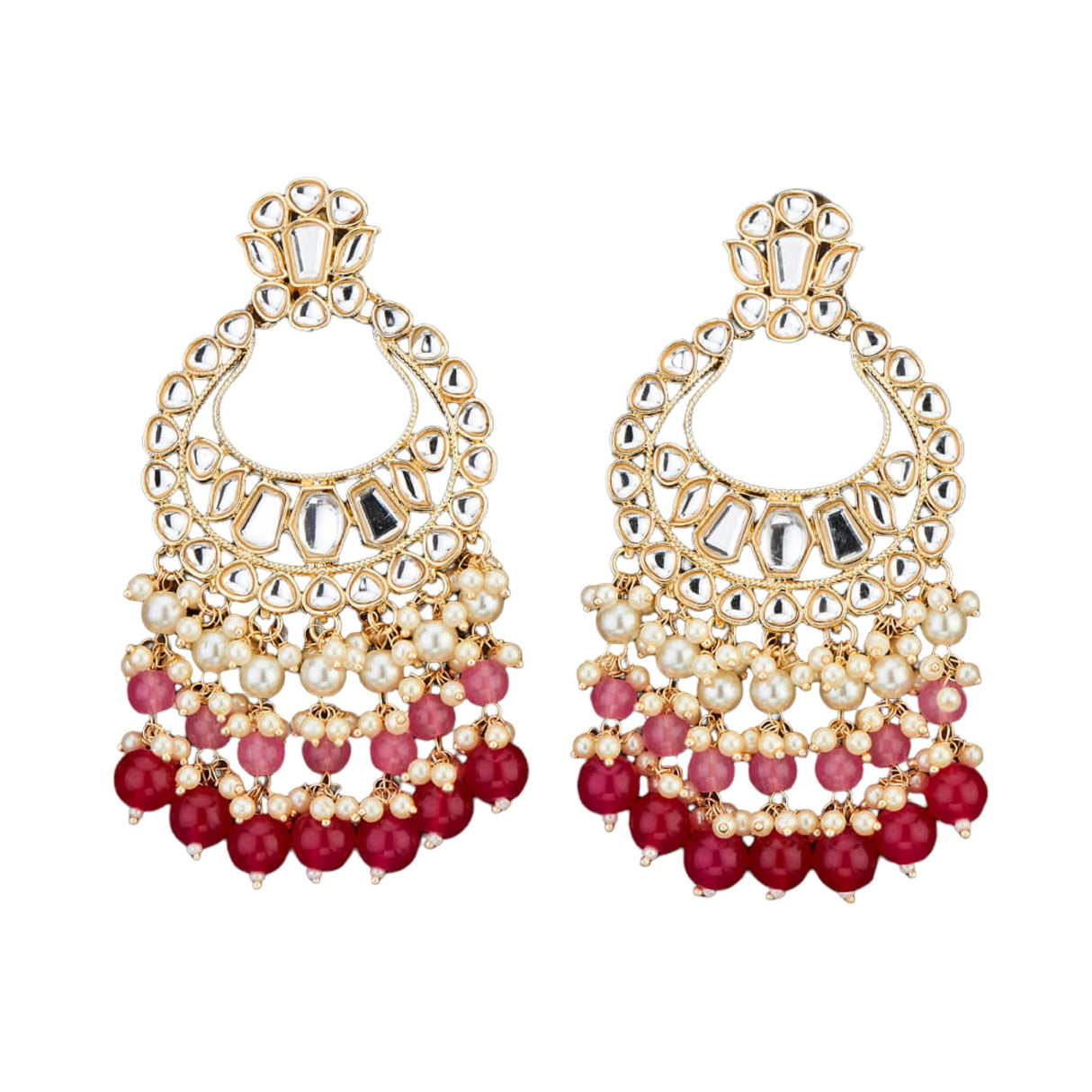 Oversized / Big Indian Jhumka Earrings for Women - Vintage Indian Jhumki Ethnic Chandbali Earrings Faux Kundan & Pearl Beaded Bollywood Style Dangle Earring Jewelry for Bride | Birthday Gift for Her - LoveNspire