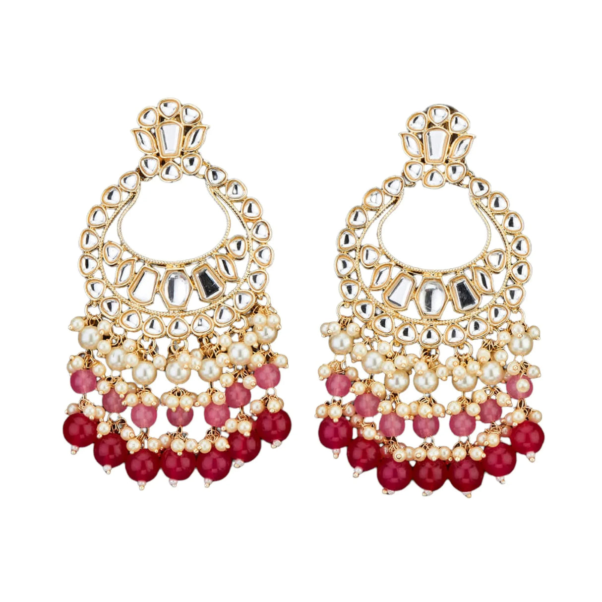 Oversized / Big Indian Jhumka Earrings for Women - Vintage Indian Jhumki Ethnic Chandbali Earrings Faux Kundan & Pearl Beaded Bollywood Style Dangle Earring Jewelry for Bride | Birthday Gift for Her - LoveNspire