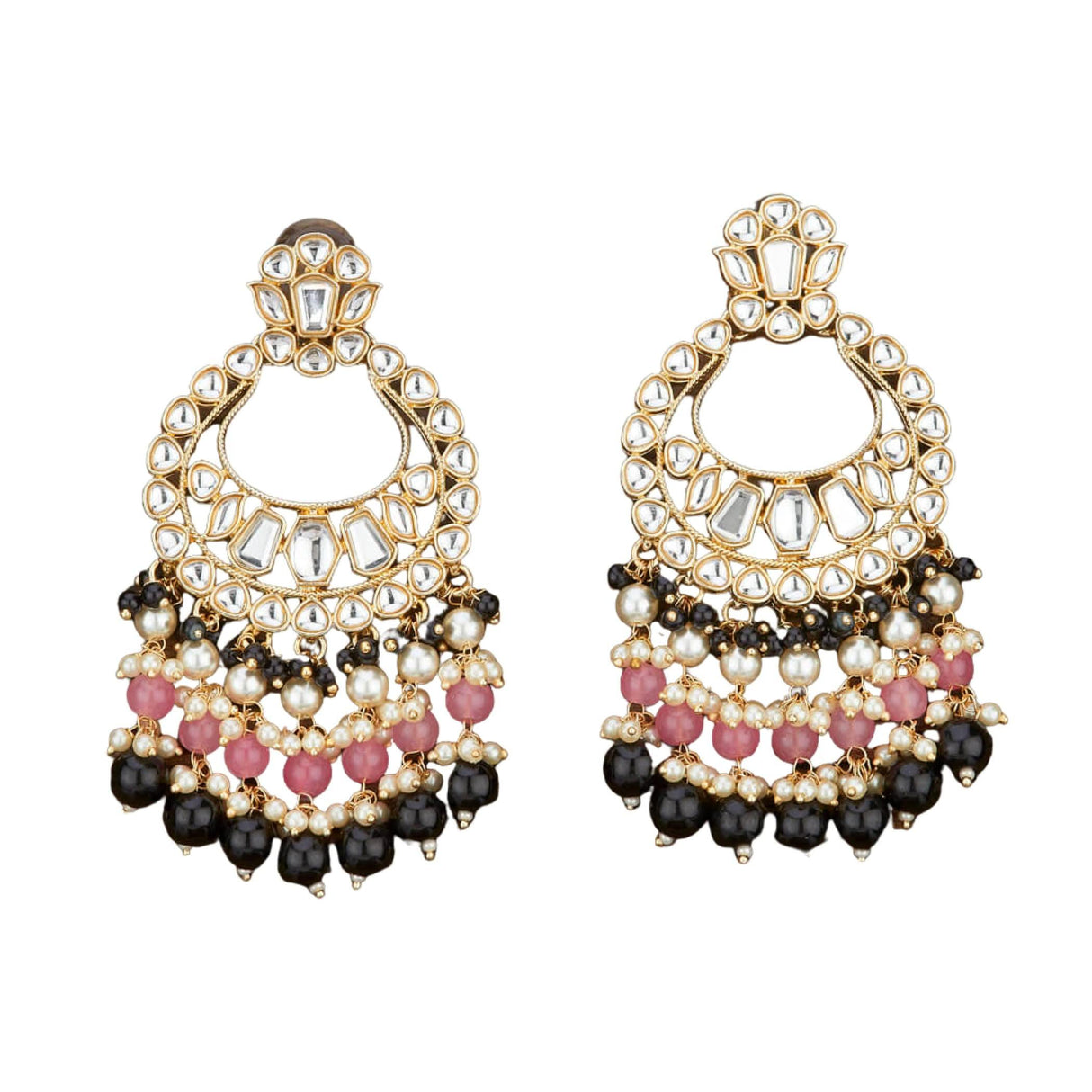 Oversized / Big Indian Jhumka Earrings for Women - Vintage Indian Jhumki Ethnic Chandbali Earrings Faux Kundan & Pearl Beaded Bollywood Style Dangle Earring Jewelry for Bride | Birthday Gift for Her - LoveNspire