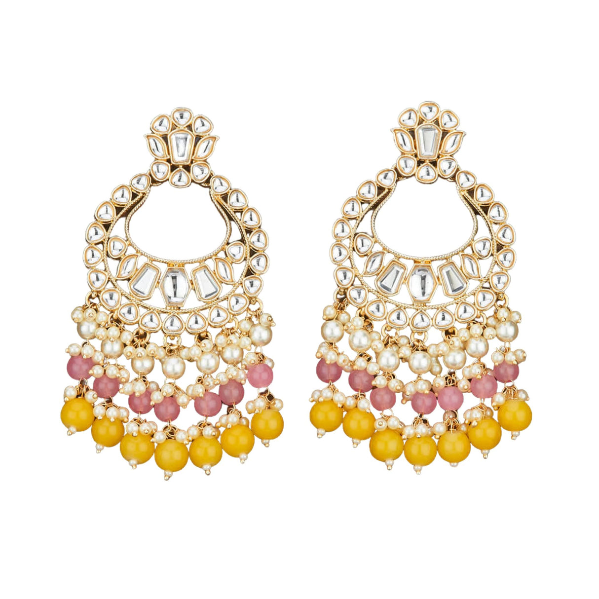 Oversized / Big Indian Jhumka Earrings for Women - Vintage Indian Jhumki Ethnic Chandbali Earrings Faux Kundan & Pearl Beaded Bollywood Style Dangle Earring Jewelry for Bride | Birthday Gift for Her - LoveNspire