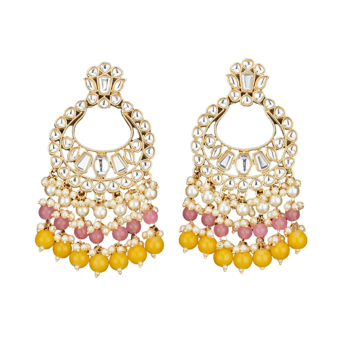 Oversized / Big Indian Jhumka Earrings for Women - Vintage Indian Jhumki Ethnic Chandbali Earrings Faux Kundan & Pearl Beaded Bollywood Style Dangle Earring Jewelry for Bride | Birthday Gift for Her - LoveNspire