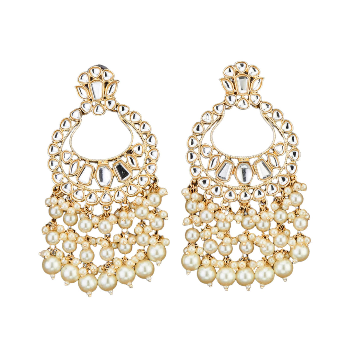 Oversized / Big Indian Jhumka Earrings for Women - Vintage Indian Jhumki Ethnic Chandbali Earrings Faux Kundan & Pearl Beaded Bollywood Style Dangle Earring Jewelry for Bride | Birthday Gift for Her - LoveNspire