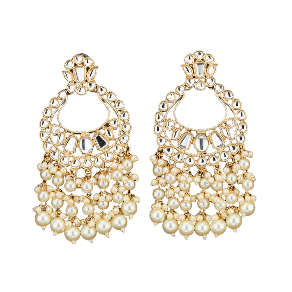 Oversized / Big Indian Jhumka Earrings for Women - Vintage Indian Jhumki Ethnic Chandbali Earrings Faux Kundan & Pearl Beaded Bollywood Style Dangle Earring Jewelry for Bride | Birthday Gift for Her - LoveNspire