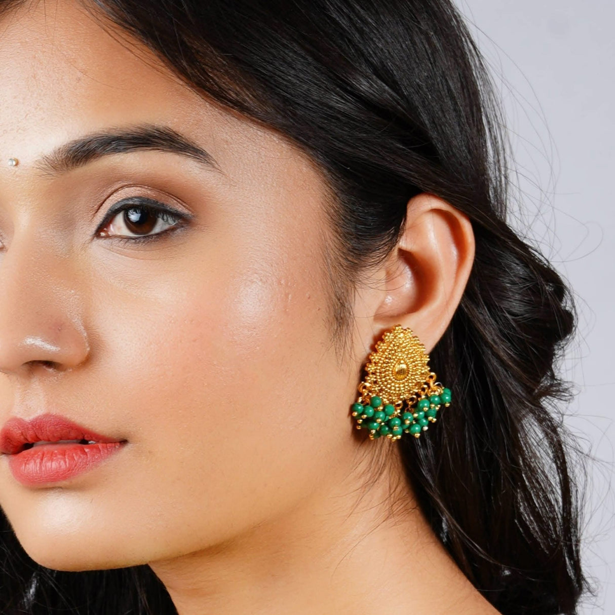Indian Jhumka Earrings for Women - Indian Jhumki Chandelier Small Tops Earring in Golden Tone Beaded Bollywood Style Dangle Earring Jewelry for Bride | Birthday Gift for Her - LoveNspire
