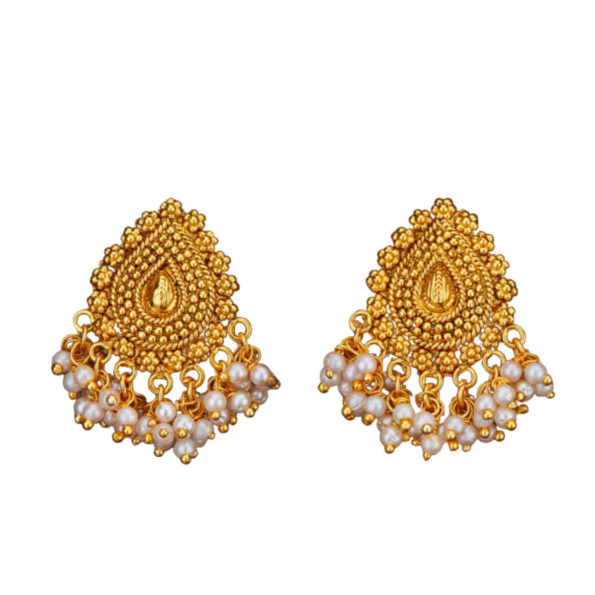 Indian Jhumka Earrings for Women - Indian Jhumki Chandelier Small Tops Earring in Golden Tone Beaded Bollywood Style Dangle Earring Jewelry for Bride | Birthday Gift for Her - LoveNspire