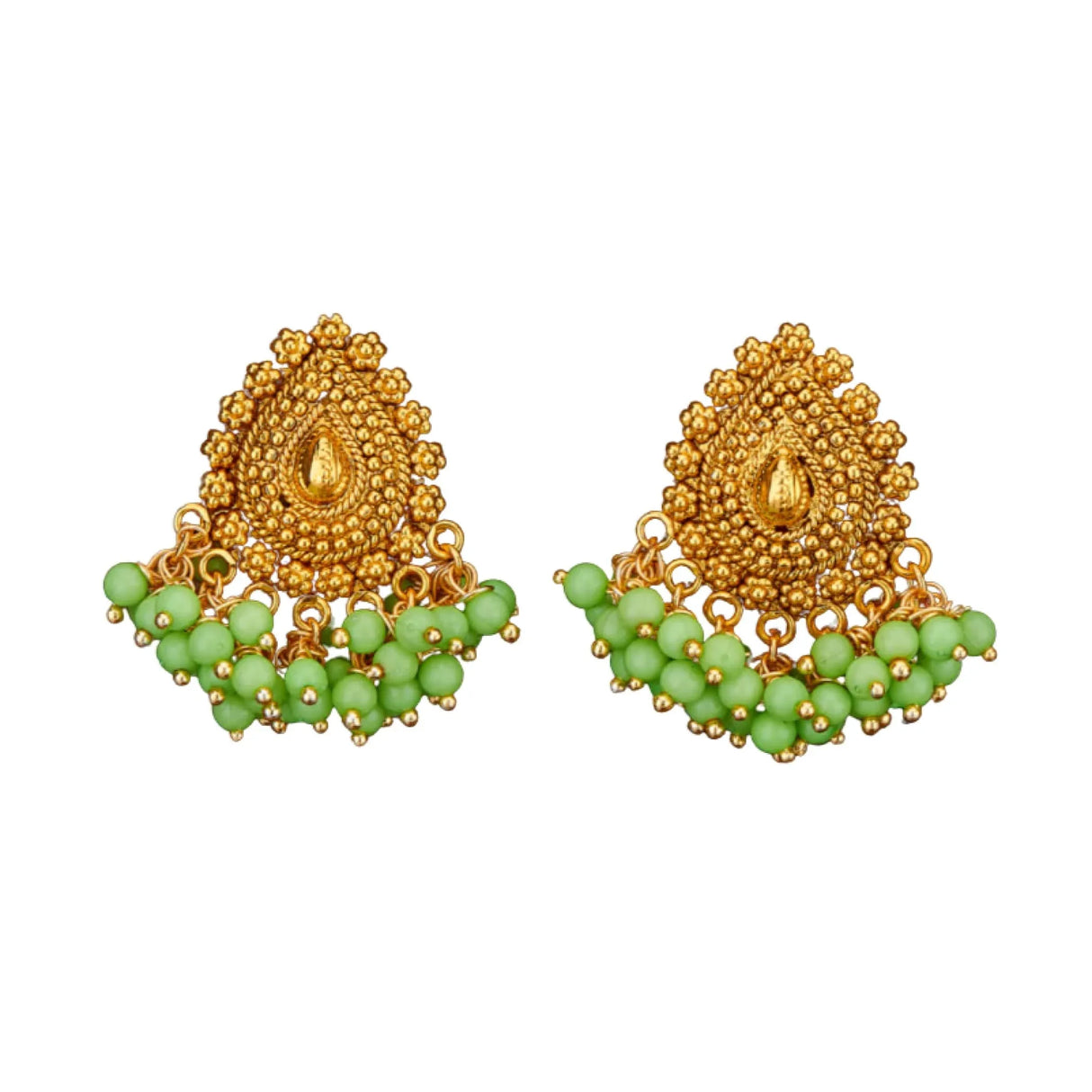 Indian Jhumka Earrings for Women - Indian Jhumki Chandelier Small Tops Earring in Golden Tone Beaded Bollywood Style Dangle Earring Jewelry for Bride | Birthday Gift for Her - LoveNspire