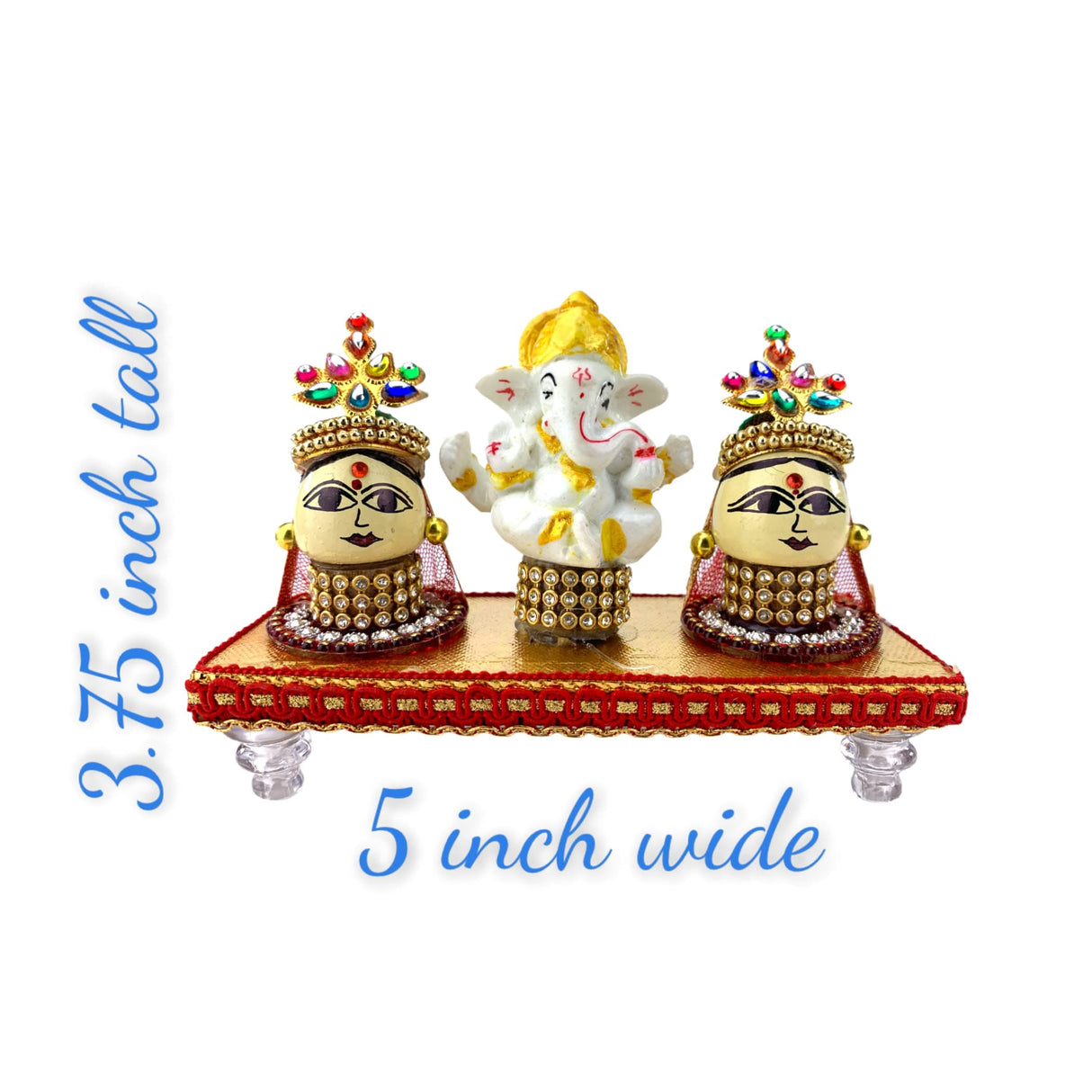 Lord Ganesha with Riddhi Siddhi Goddess Riddhi Siddhi Set Spouse of Ganesha Spiritual Gift Idol Showpiece for Home Decoration and Car Dashboard Housewarming Pooja Diwali Favor - LoveNspire