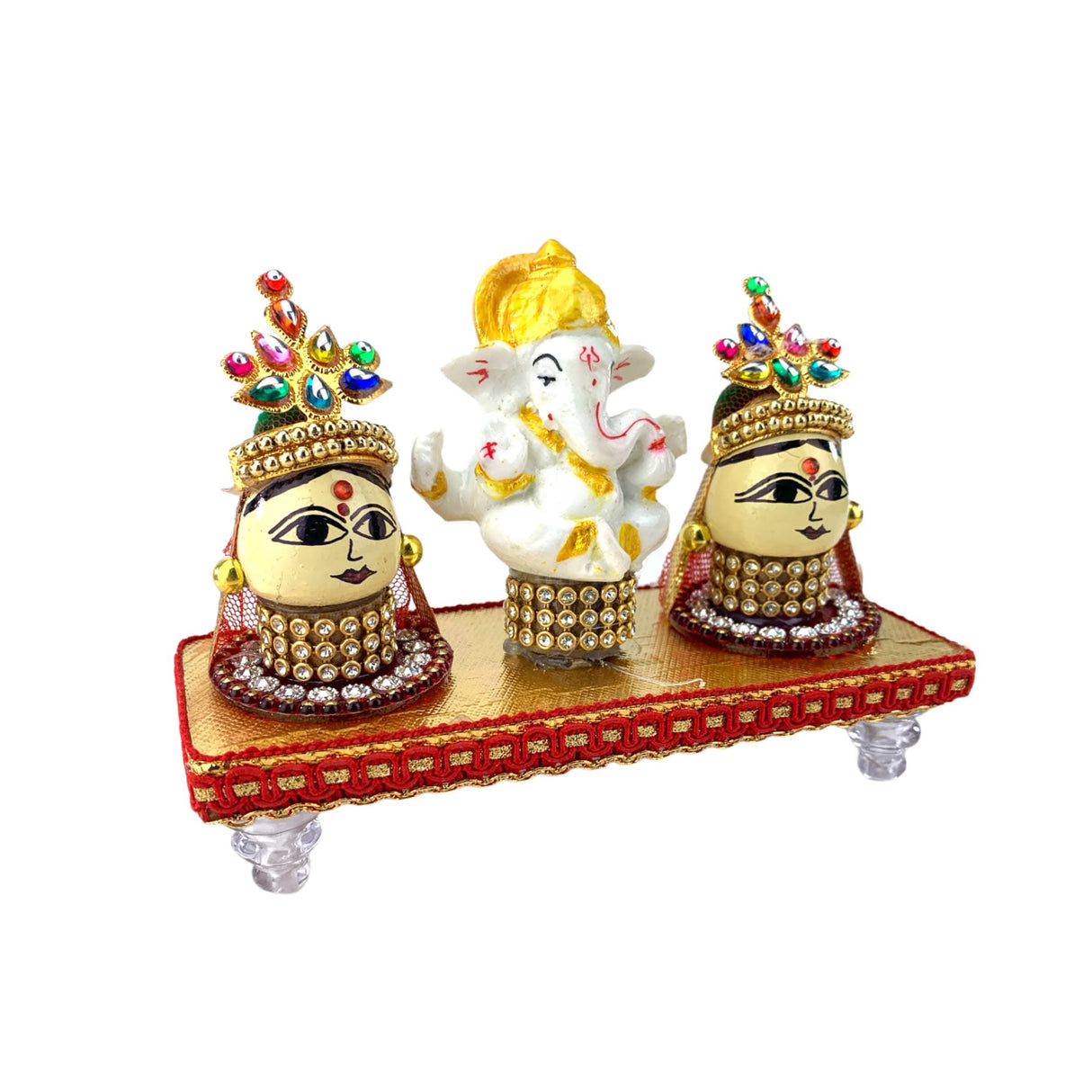 Lord Ganesha with Riddhi Siddhi Goddess Riddhi Siddhi Set Spouse of Ganesha Spiritual Gift Idol Showpiece for Home Decoration and Car Dashboard Housewarming Pooja Diwali Favor - LoveNspire