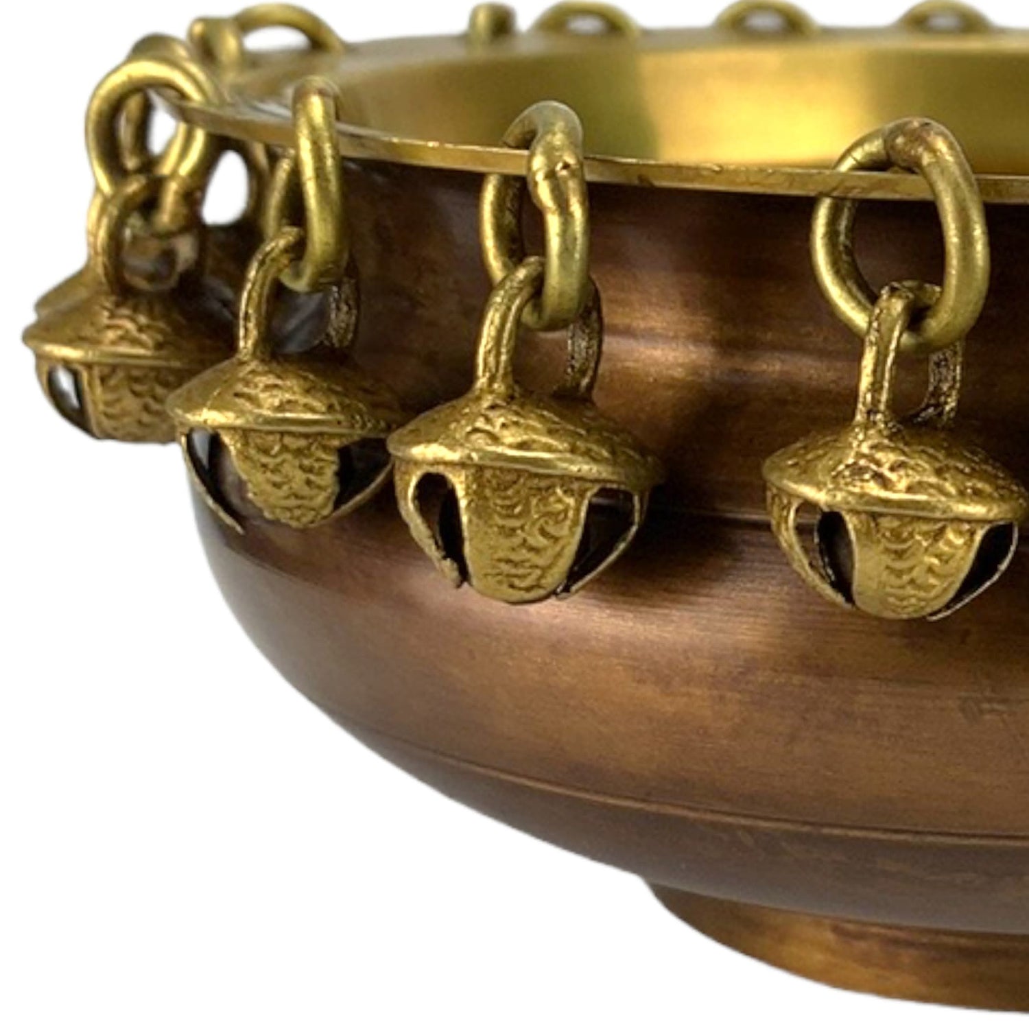 LOVENSPIRE Brass Urli Bowl with Ghungroo 2.7 Inch Indian Ethnic Urli Bowls for Floating Flowers Tea Light Candles Home Office Pooja Room Diwali Decor Showpiece Housewarming Gift - LoveNspire