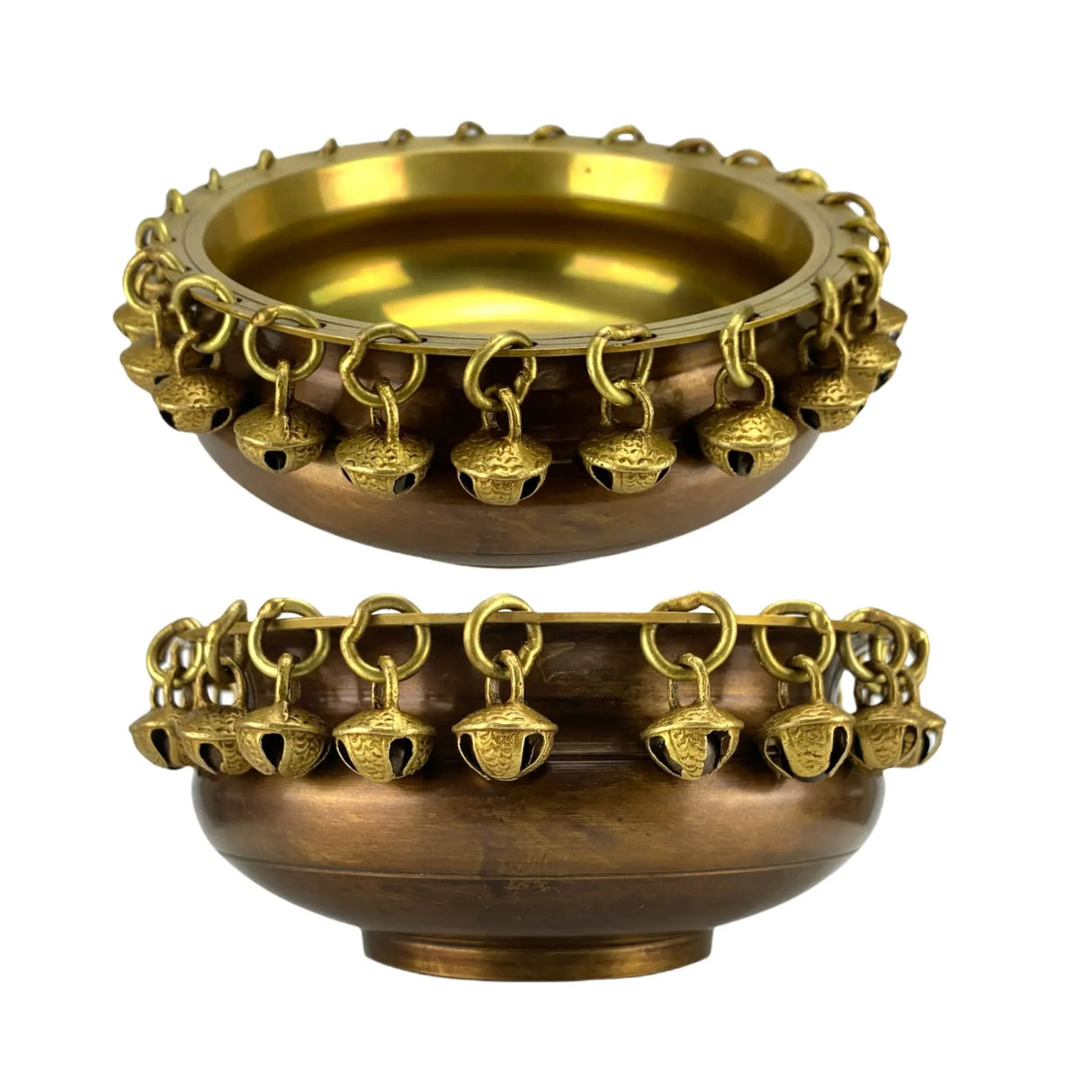 LOVENSPIRE Brass Urli Bowl with Ghungroo 2.7 Inch Indian Ethnic Urli Bowls for Floating Flowers Tea Light Candles Home Office Pooja Room Diwali Decor Showpiece Housewarming Gift - LoveNspire