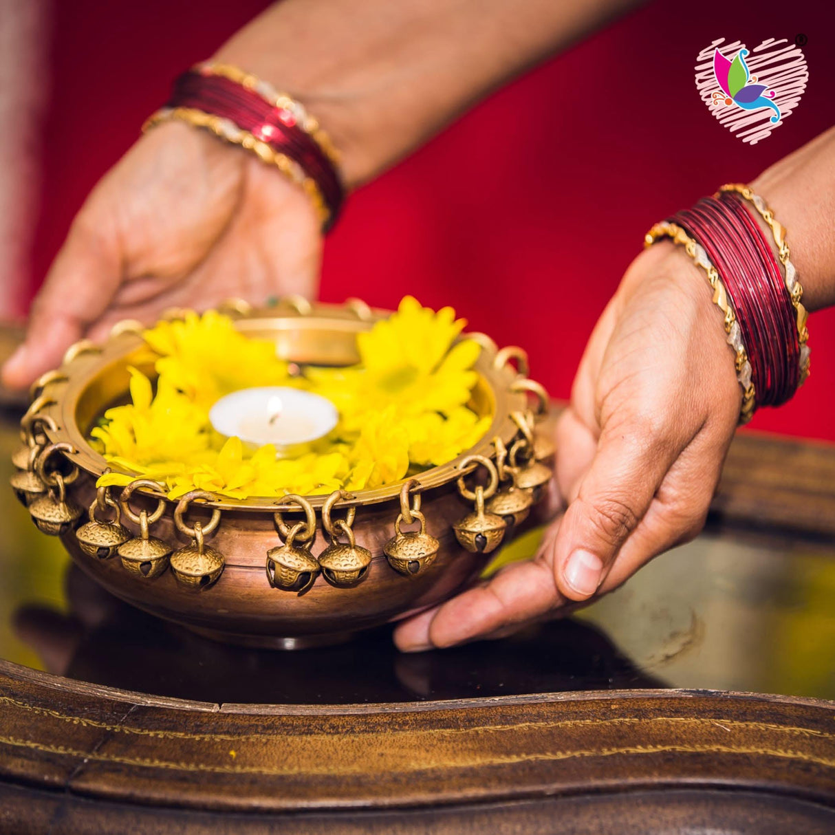 LOVENSPIRE Brass Urli Bowl with Ghungroo 2.7 Inch Indian Ethnic Urli Bowls for Floating Flowers Tea Light Candles Home Office Pooja Room Diwali Decor Showpiece Housewarming Gift - LoveNspire