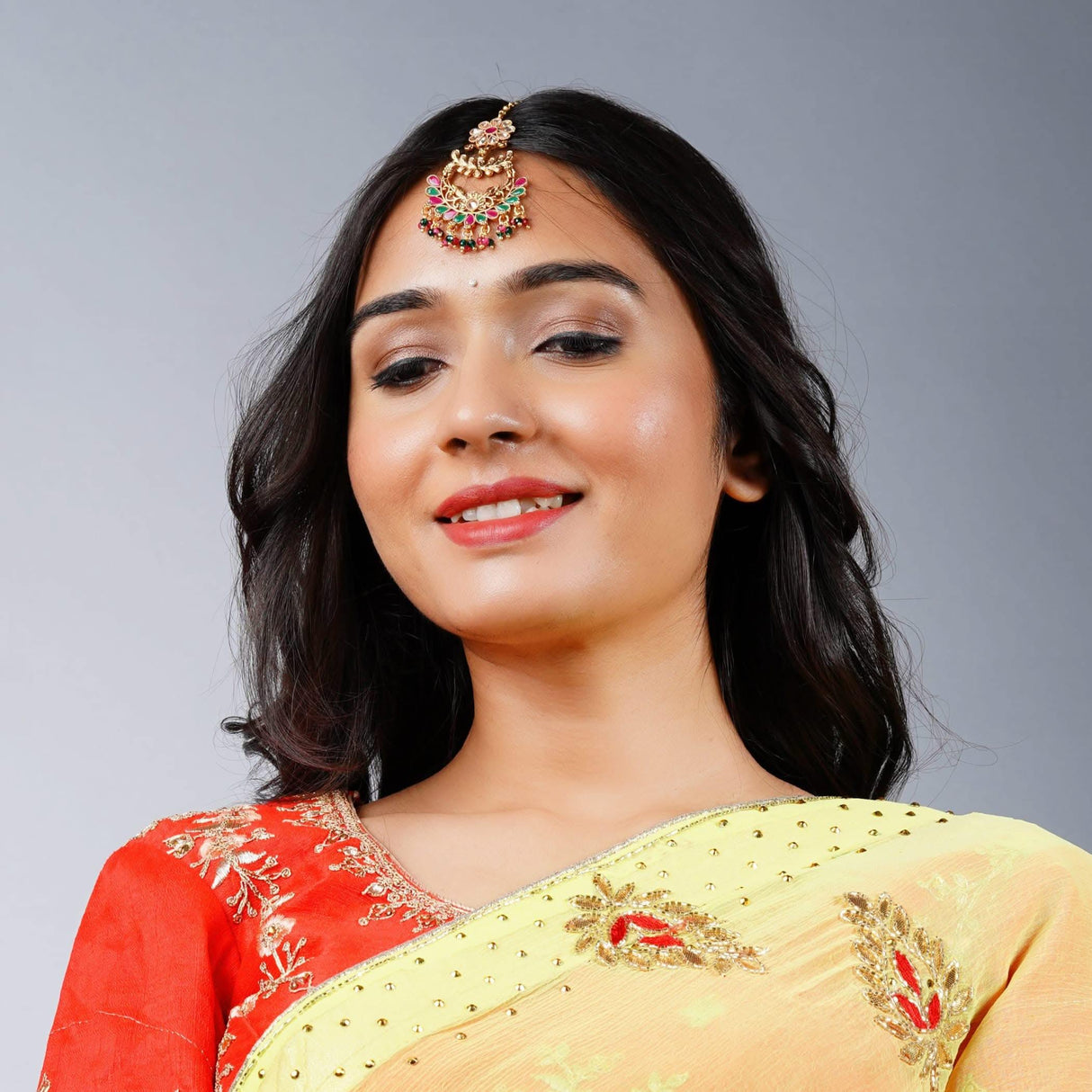 Chand Tikka with Gold Plating Indian Traditional Maang Tikka Women Forehead Jewelry Pakistani Punjabi Wedding Favor Studded Jhoomer Matha Patti Designer Head Accessory Gift for Her - LoveNspire